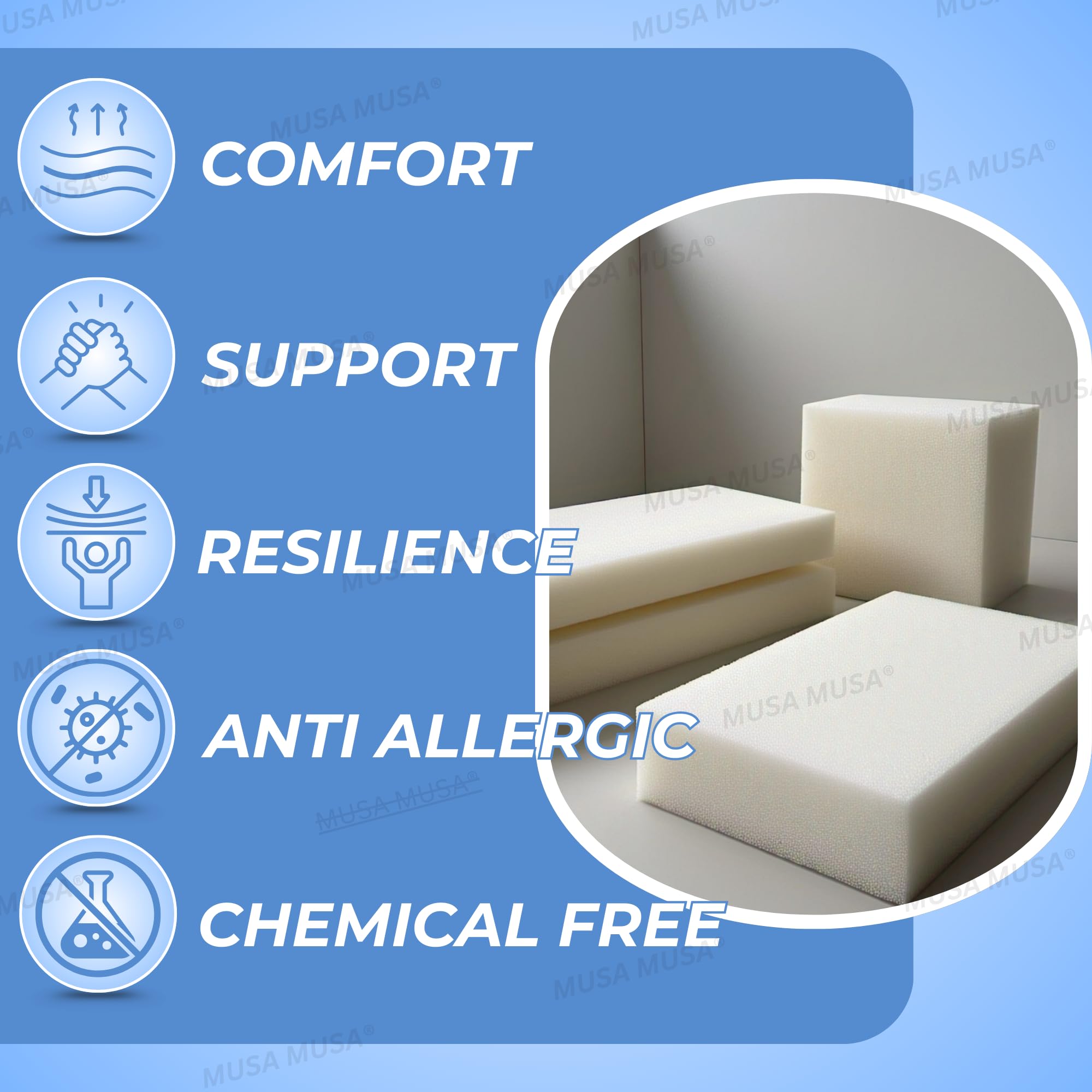 MUSA High Density Upholstery Foam Sheet Cut To Any Size - View #7
