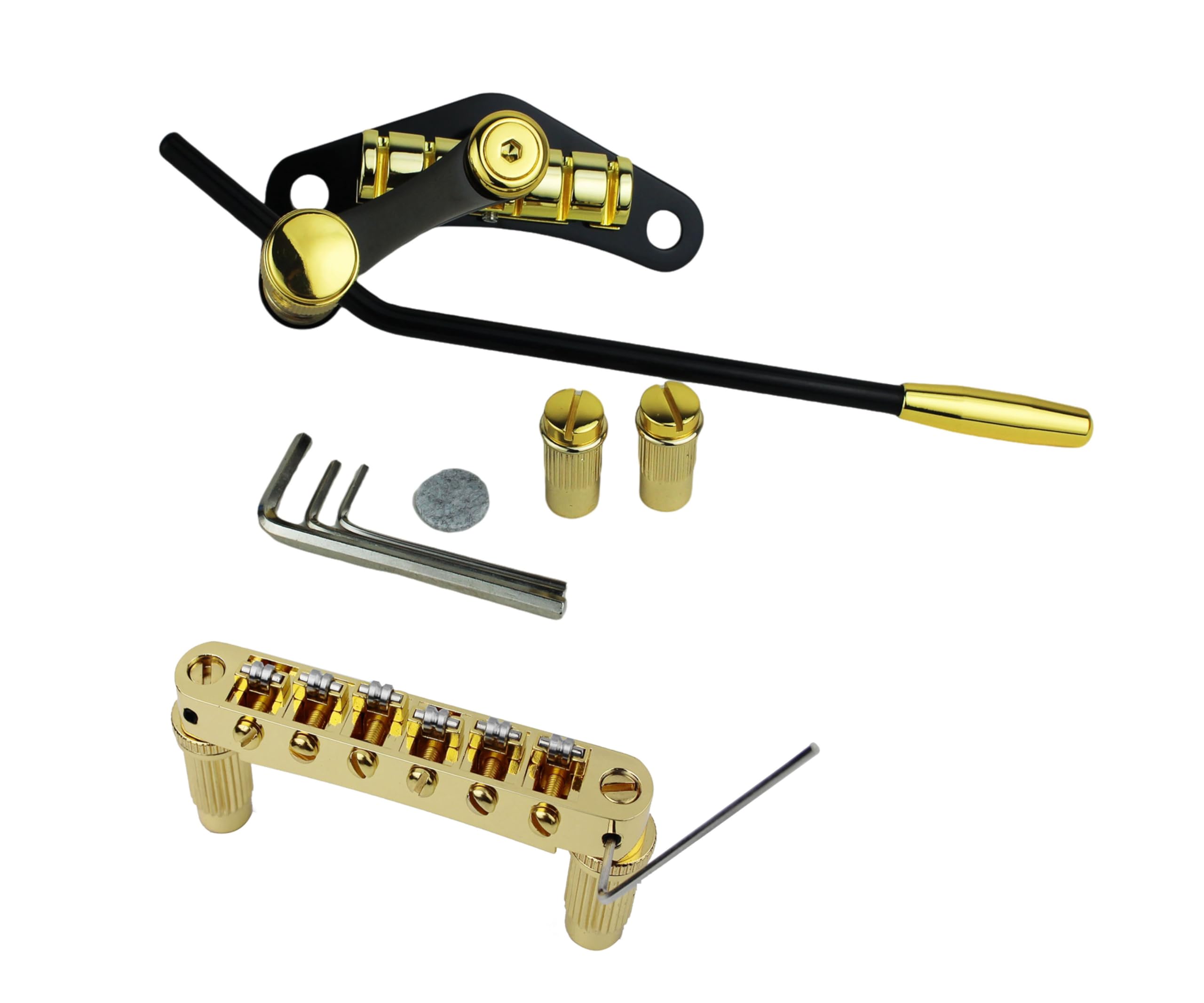 Guyker - Barra de parada de puente para guitarra Tremolo TM85 y GM005 Tune-O-Matic - Pieza de repuesto compatible con Les Paul LP SG 6 cuerdas guitarras eléctricas, negro y dorado