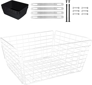 FOMAS Foldable Tricycle Basket: Large 46L Capacity Waterproof Rear Steel Cargo Basket for Adult 3-Wheel Trikes, Pet Carrier with Fabric Liner