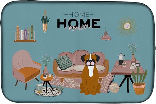 Miniatura 221 de Caroline's Treasures CK7824DDM - Tapete absorbente para secado de platos con diseño de bulldog inglés, rojo y blanco, para encimera de cocina, 14 x