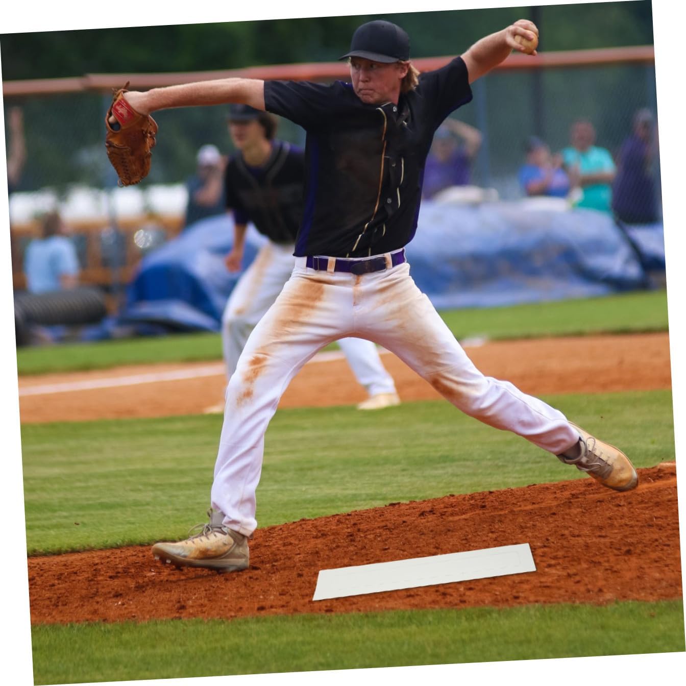 5-Piece Waterproof Rubber Baseball Kickball Base Set Pitcher Plate Sturdy Base Mats for Training and Play