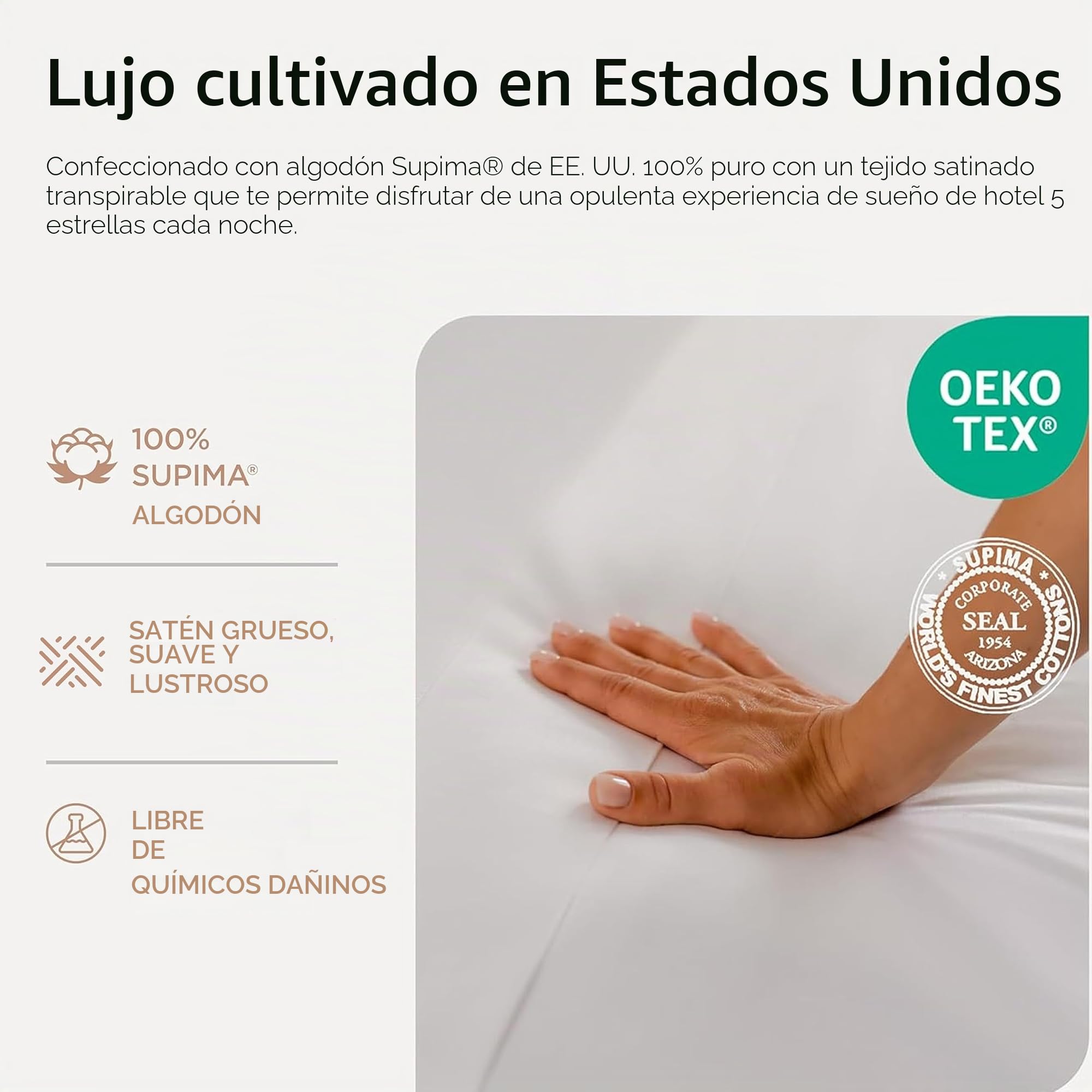 Threadmill Home Linen Juego de sábanas de 1000 Hilos 100% algodón Supima ELS, tamaño California King, Ropa de Cama de Lujo, Juego de sábanas de 4 Piezas, Color Blanco, Tejido de satén Suave.