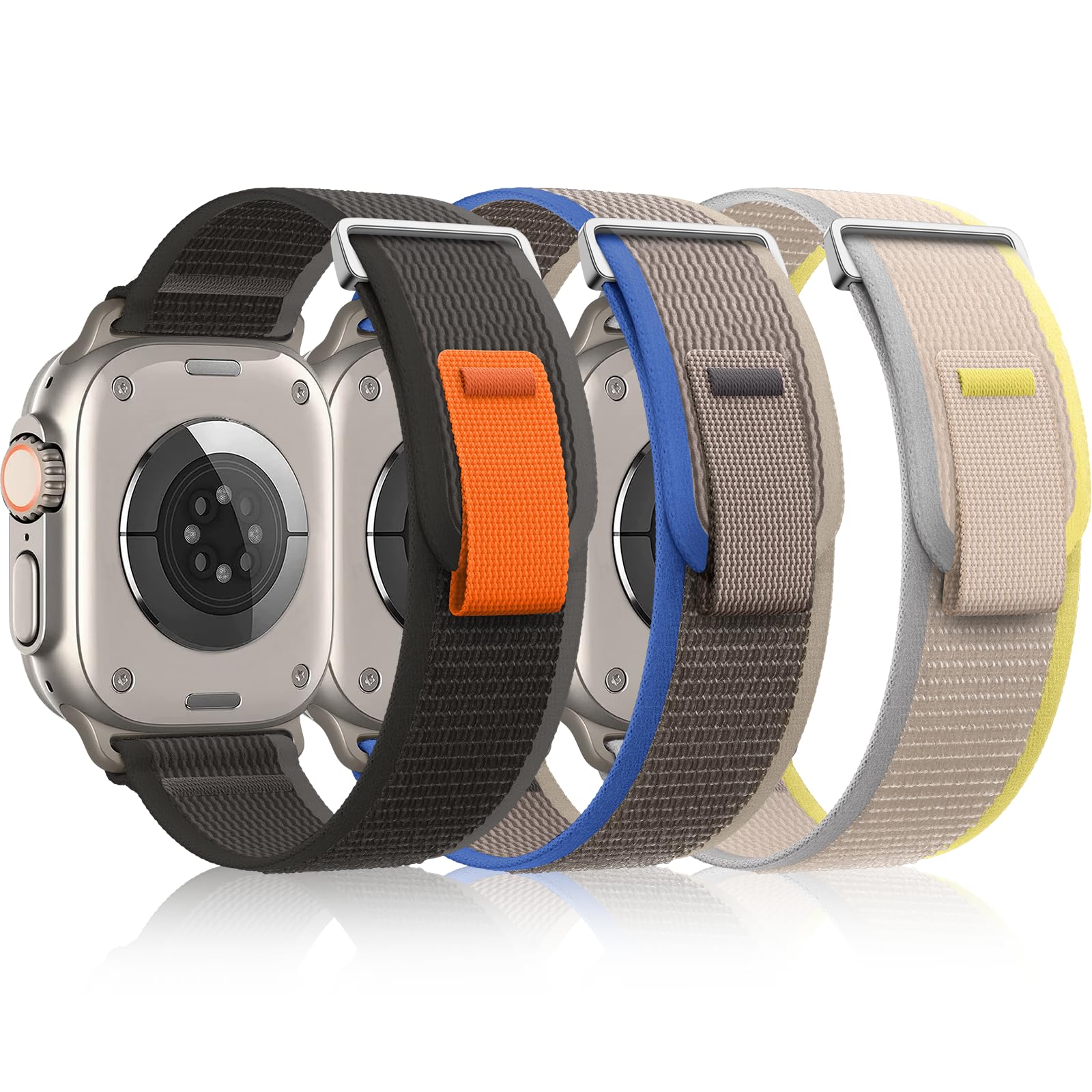 3 Pack Alpine Loop Compatible with Apple Watch Ultra Band 49mm 45mm 44mm 42mm Men Women, Adjustable Metal C-Hook Sport Nylon Strap for iWatch Series Ultra/SE/8/7/6/5/4/3/2/1