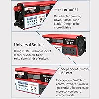 Vista 6 de Inversor de corriente para automóvil de 12 V, 24 V a 110 V, 220 V, convertidor de automóvil con 4 puertos USB, convertidor de adaptador
