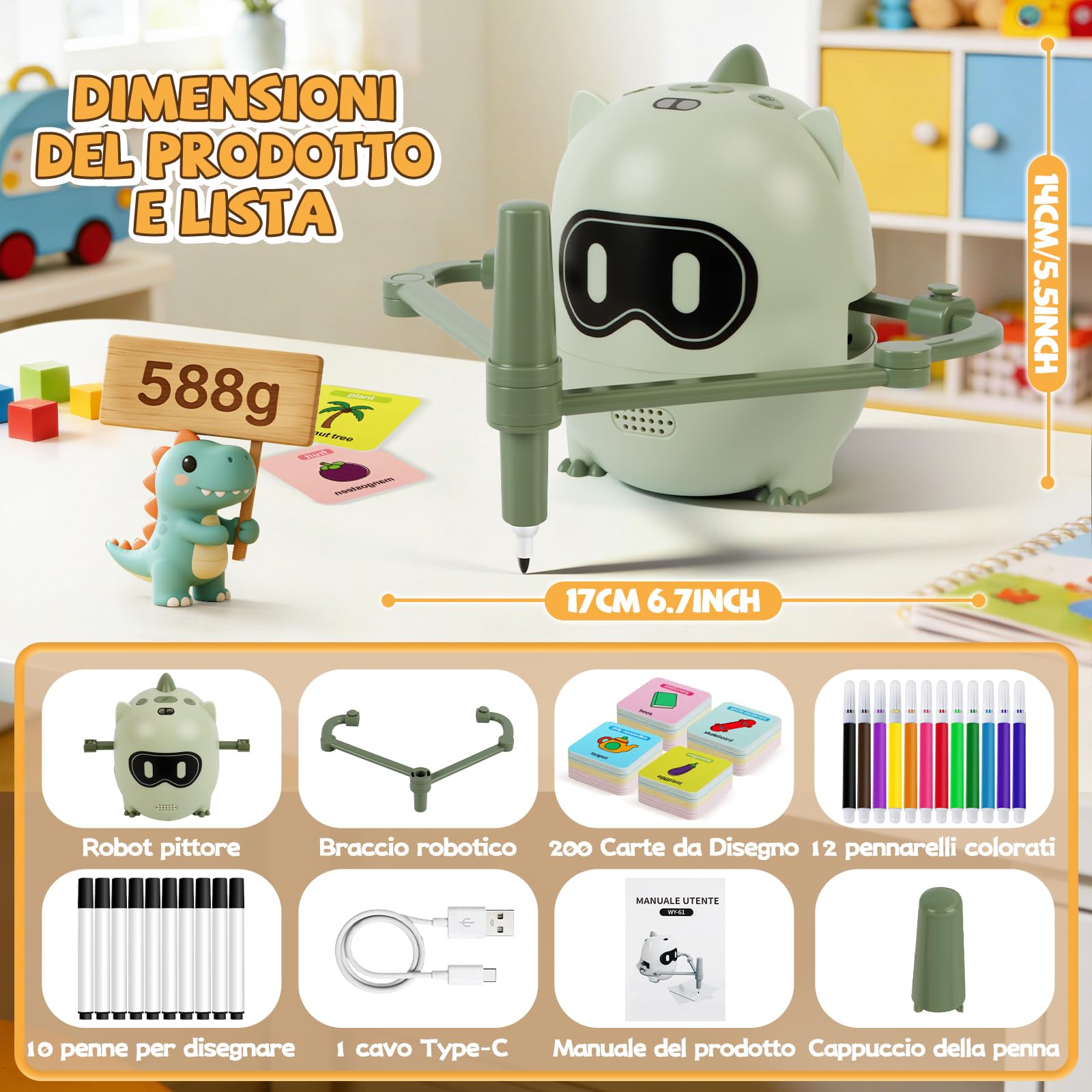 Charmofun Robot da colorare per bambini, 200 carte educative, robot da disegno per bambini con riconoscimento della fotocamera, macchina da disegno educativa interattiva, giocattolo educativo