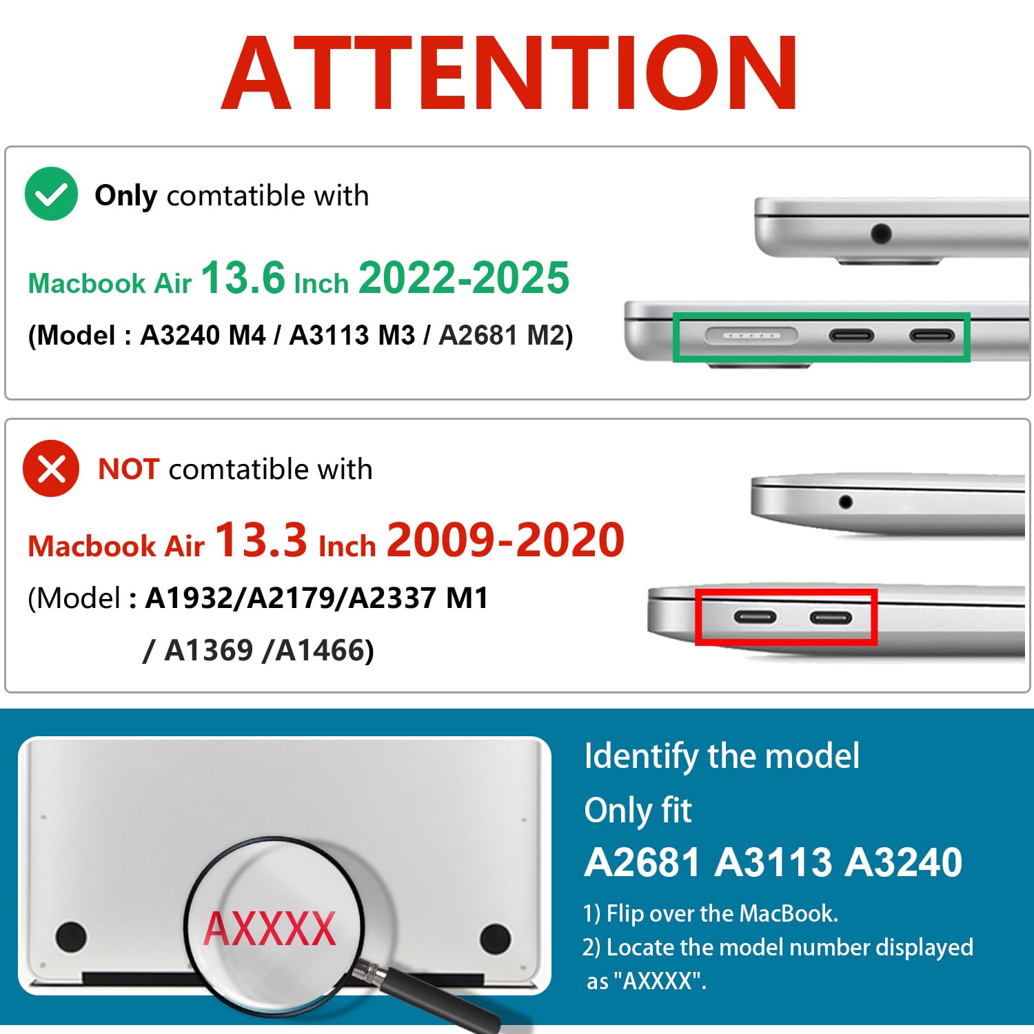 NPUOLS Custodia Protettiva Cover per MacBook Air M4 M3 M2 13,6 Pollici 2025 2024 2022 A3240 A3113 A2681, Opaco Rigide Protection Custodia e Ultra Sottile TPU UE Tastiera Cover, Deep Teal