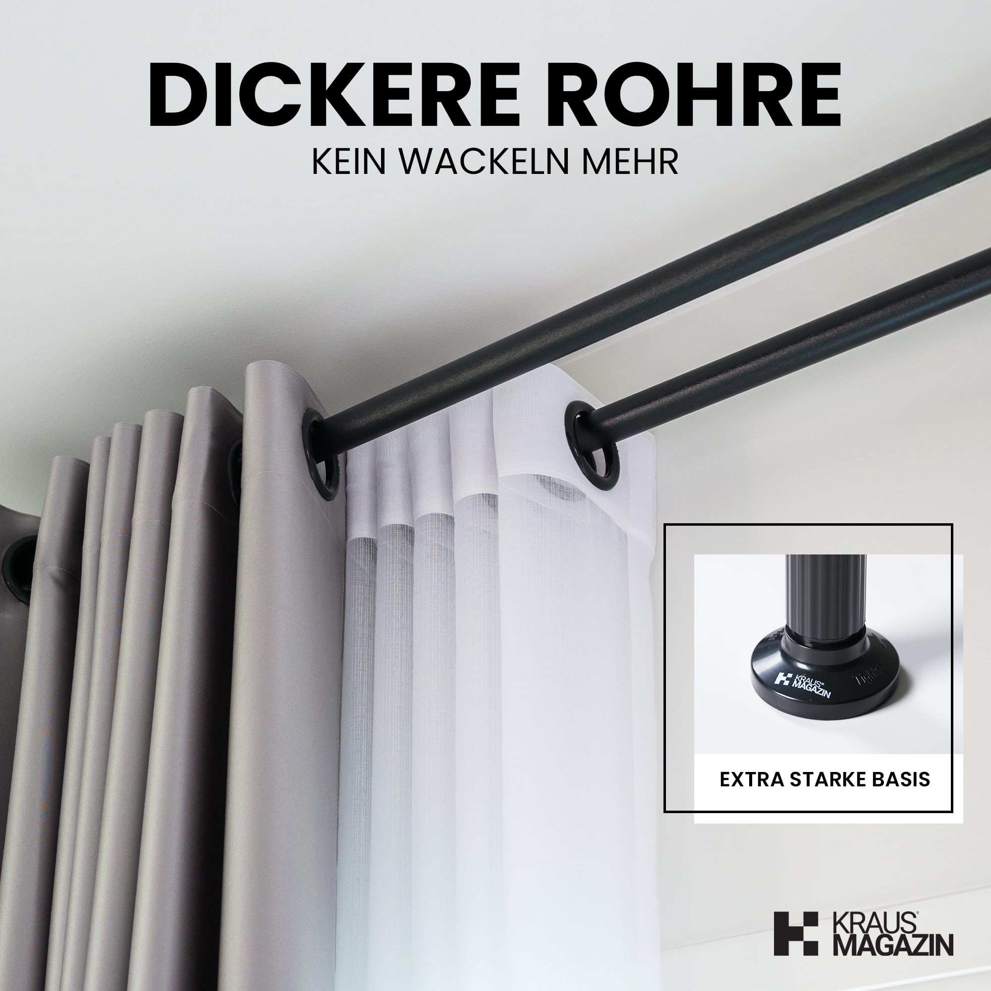Raumteiler Paraventgestell Gardinenstange | Sehr Stabil & Flexibel Verstellbar | Paravent ohne Vorhang, Sichtschutz B 180 cm x H 300 cm, Schwarz