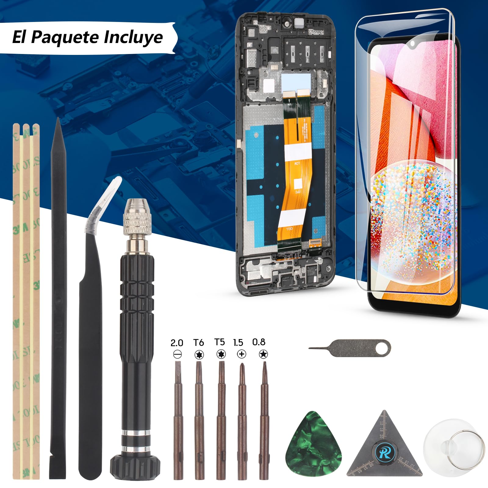 RongZy Pantalla para Samsung Galaxy A14 4G SM-A145p/A145R 2023 Táctil LCD de Repuesto Ensamblaje Digitalizador Reemplazo para Samsung Galaxy A14 4G con Herramientas de Reparación(Negro con Marco)