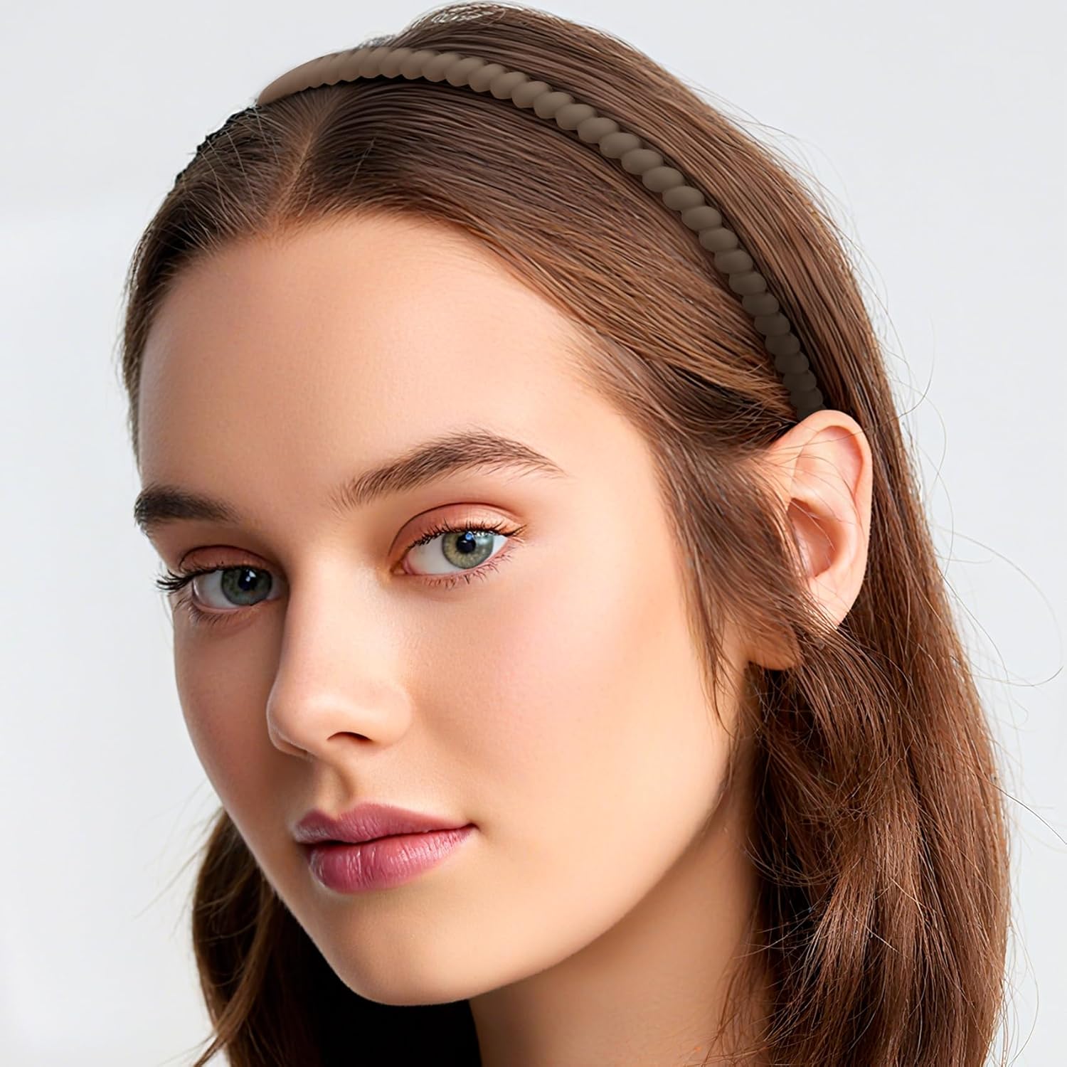 2pcs Non Slip Headband with Teeth, 2 Colors Plastic Comb Headbands for Women, 4.3 x 0.7 Inch Elegant Head Band Hair Accessories for Home Office Birthday Party - Coffee, Khaki - Image 6