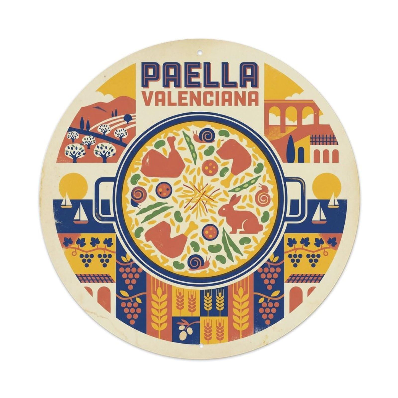 Paella Restaurant Silkscreen Travel Spanish Food Metal Tin Sign