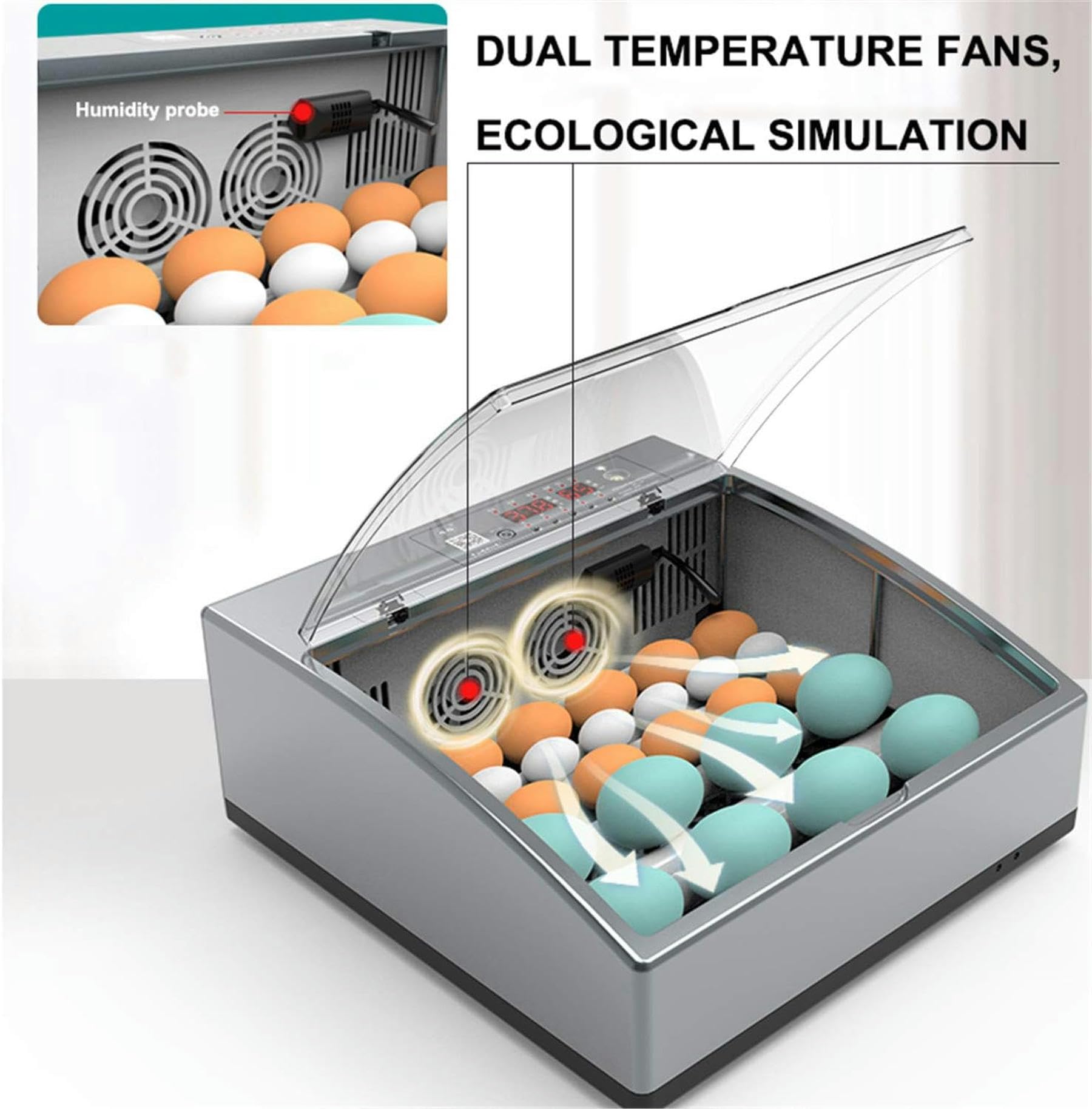 Incubadora Digital para Huevos, máquina automática para incubadora de Aves de Corral, con Control de Temperatura y rotación automática, para Huevos de Pato, Huevos de Ave, Huevos de tur