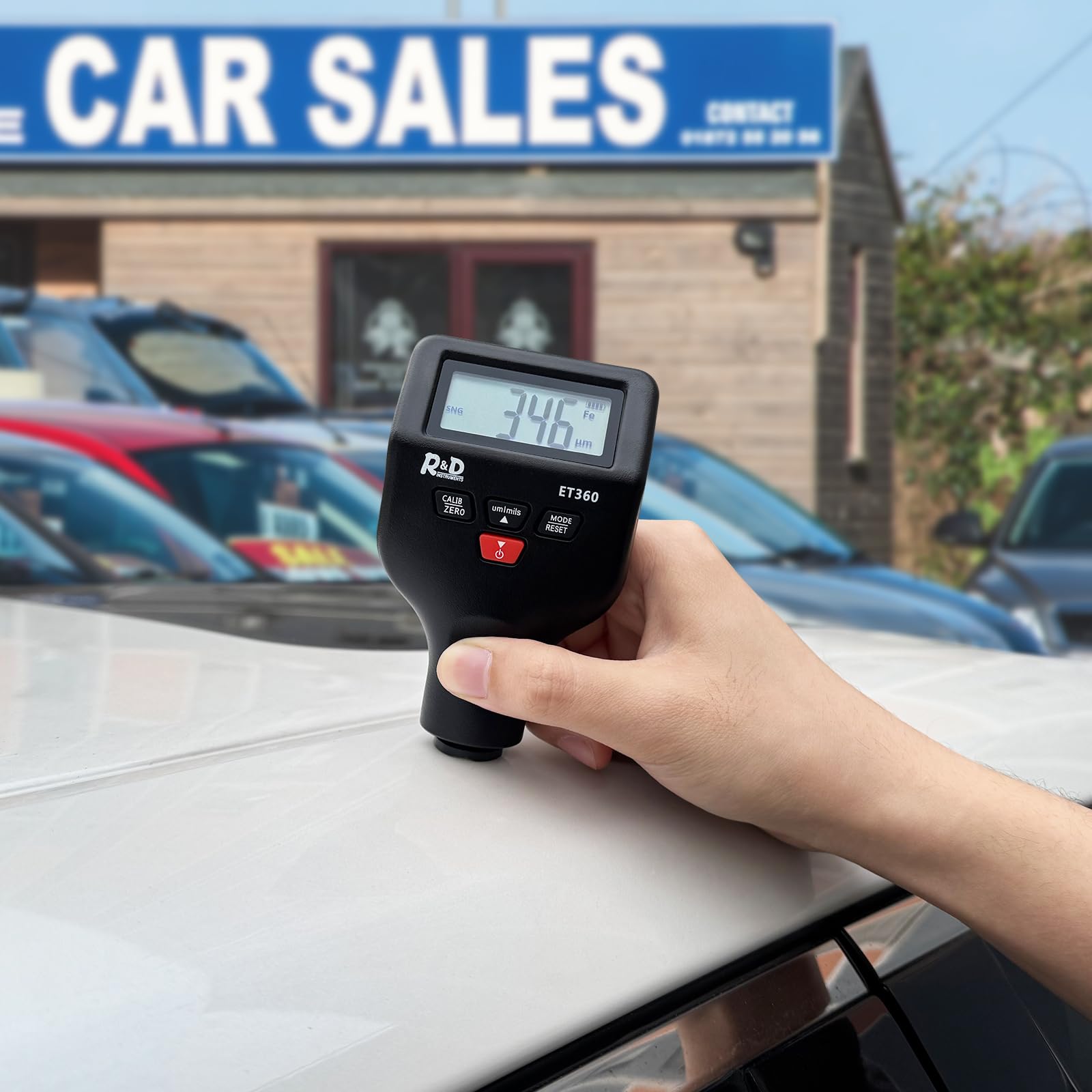 RDINSCOS Spessimetro Vernice 0-1500um Spessimetro di Rivestimento con LCD Retroilluminato Misuratore di Spessore Digitale per Auto Usate/Industria Metallica, Fe/NFe/Zn Riconoscimento Automatico