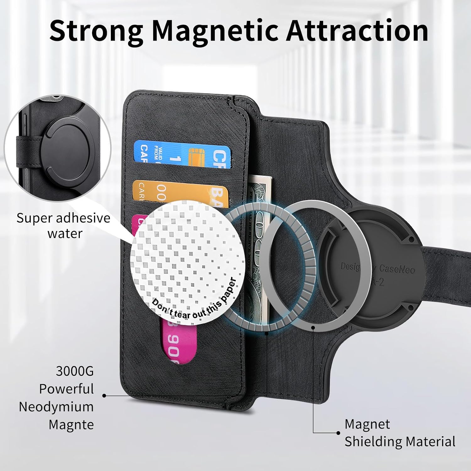 Compatible with Nothing CMF Phone 1 Case,Compatible with Nothing CMF Phone 1 5G Card Holder Magnetic Stand 2 in 1 Wallet Phone Cover Black