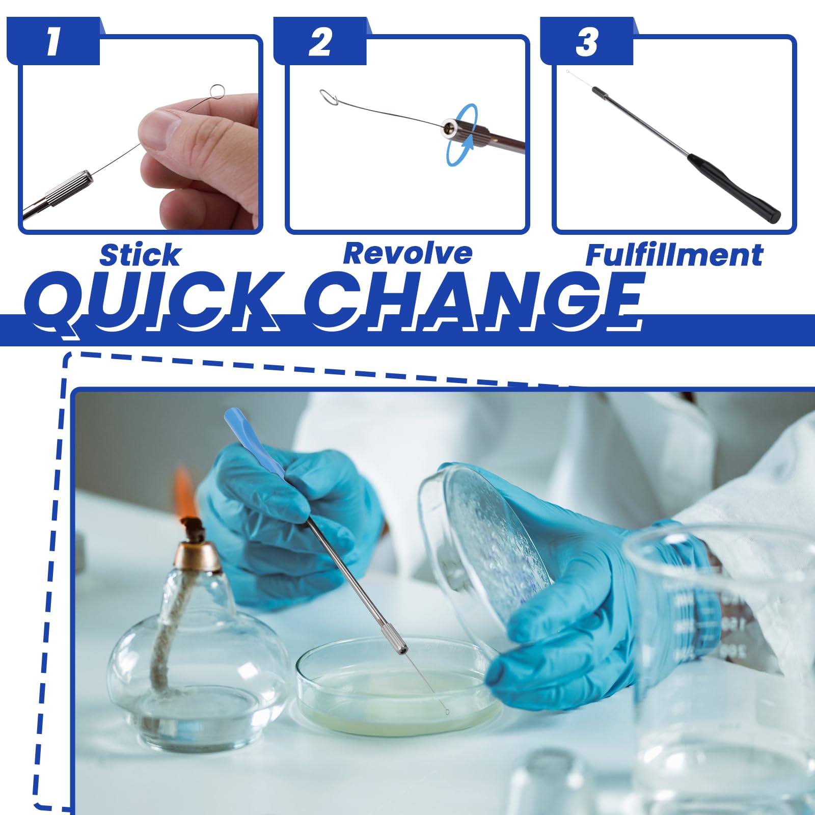 Yitexin 100 unidades de asas de inoculación de nicromo reutilizables con 2 asas de cobre, asas de inoculación de 5 diámetros, anillos de inoculación con puntas de aguja, Microbiológica (100, 5 TAMAÑO)