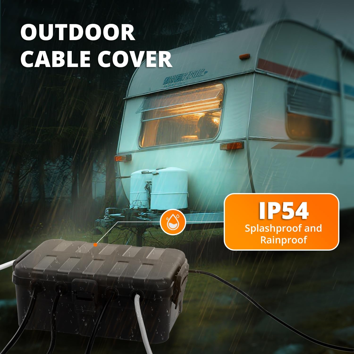 QUOBAS Extra Large Outdoor Electrical Box Waterproof, IP54 Weatherproof Extension Cord Cover, Outdoor Plug Cover Protect Outlet, Plug, Power Strip, Tools, Holiday Light, Black
