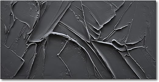 NANKAI Hand-Painted Thick Texture Black Minimalist Oil Painting 30x60 Inch Large Contemporary Art Oil Painting, Home, Office Wall Decorative Art