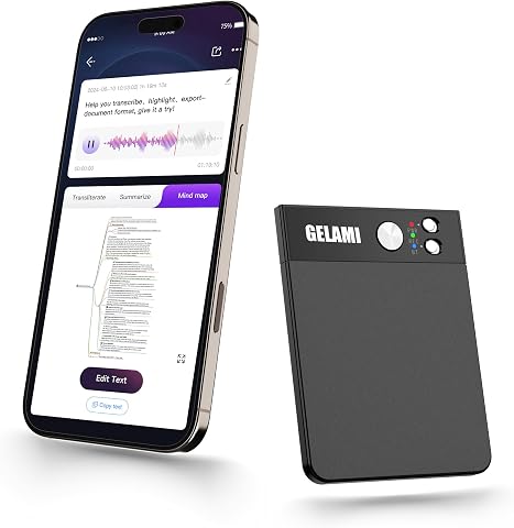 GELAMI AI Smart Recorder with Real-Time Transcription and Interpretation, 64G...