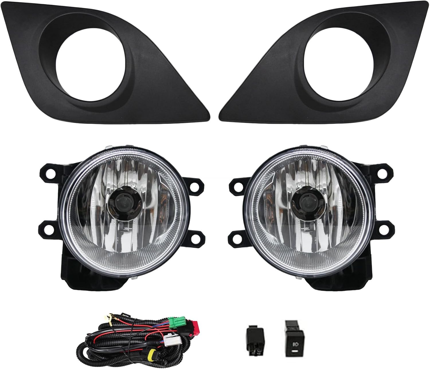Fog Lights Assembly Compatible for 2014 2015 2016 Toyo ta Corolla Front Bumper Fog Light Driving Lamps w/Switch/Bulb Clear Lens