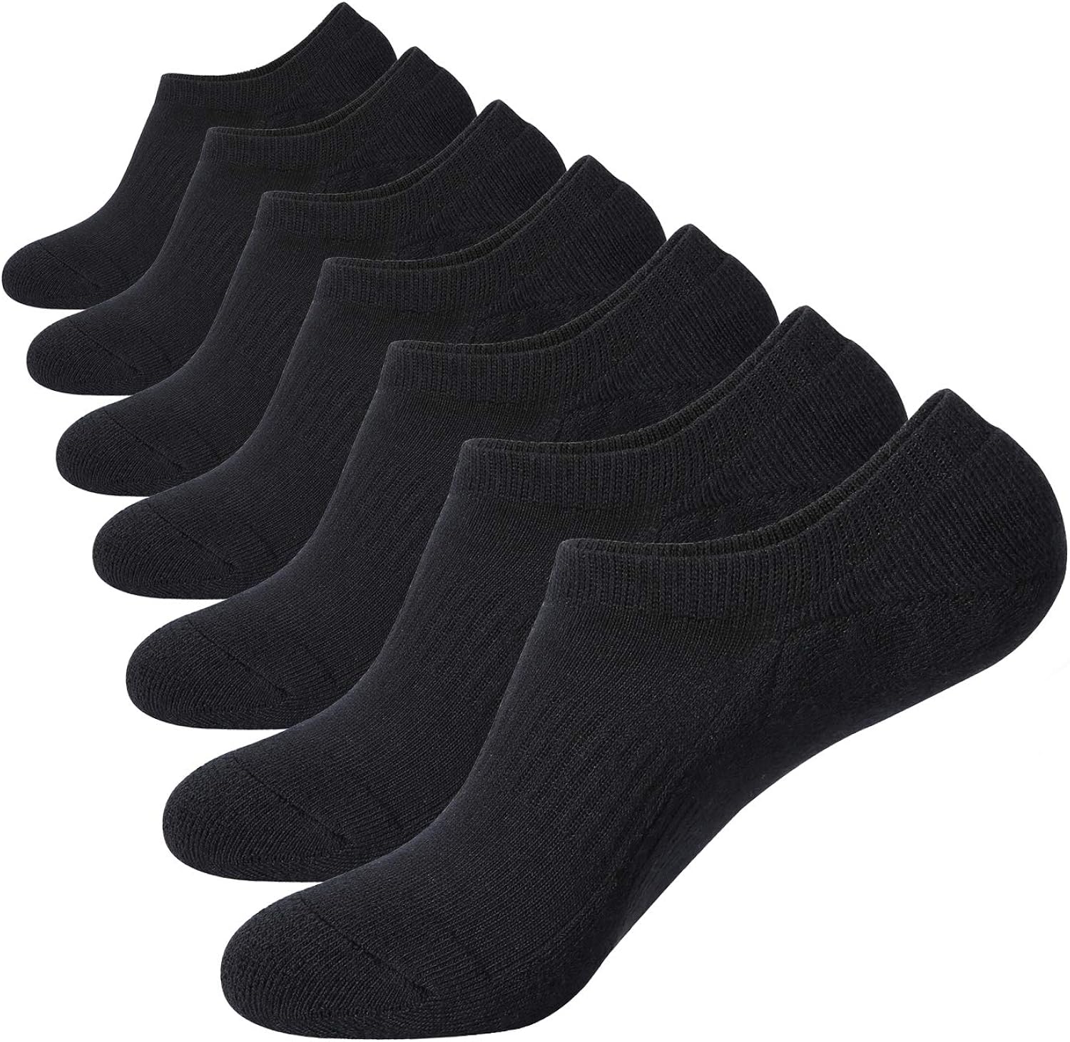 WANDER No Show Socks Thick Cushion 7 Pairs Non Slip Low Cut Invisible Socks Men Boat Liner 6-10/10-12/12-14