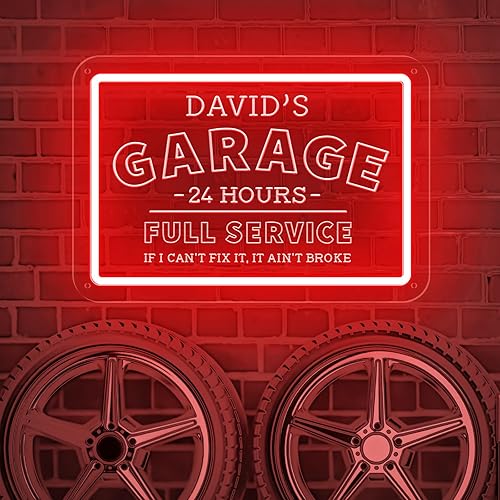 Miniatura 1 de Letrero de neón de garaje personalizado para decoración de pared, letreros LED de garaje con nombre personalizado para hombres, luz de neón