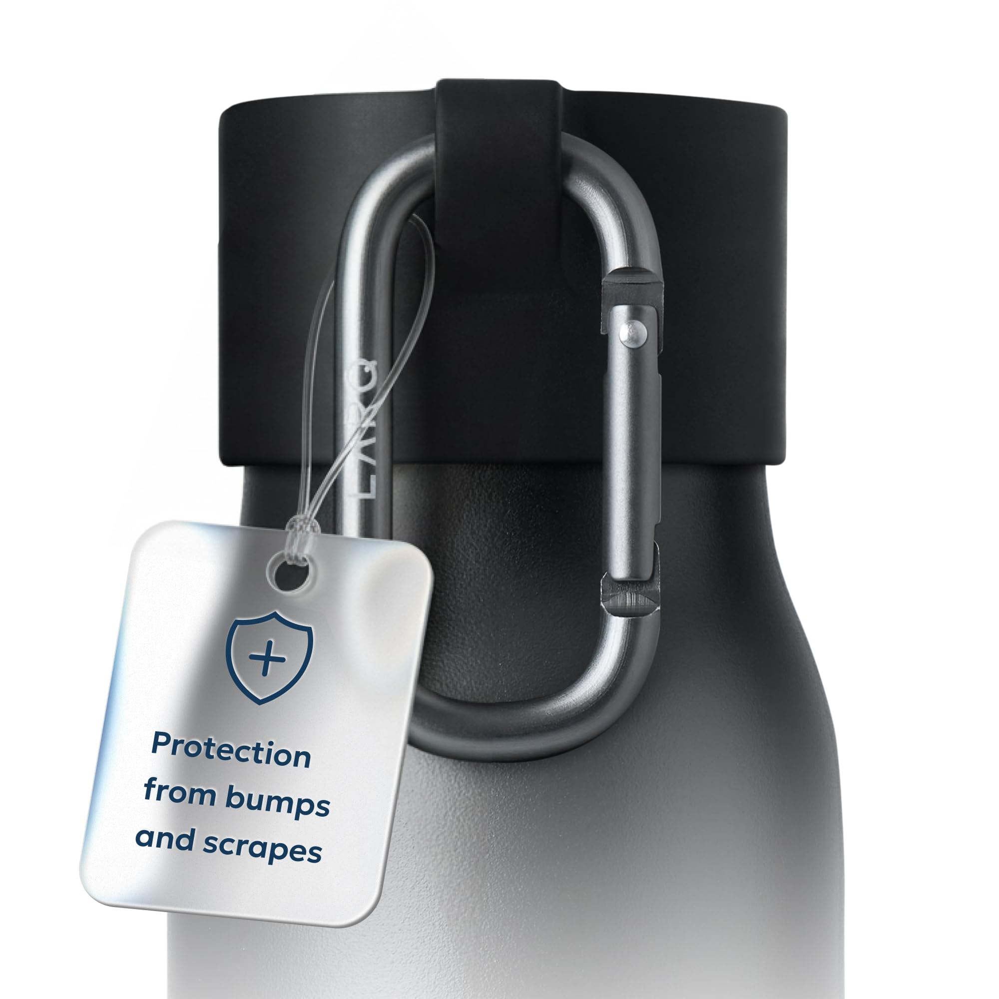 LARQActive Loop - Black - bump protector for your LARQ cap with easy carry carabiner