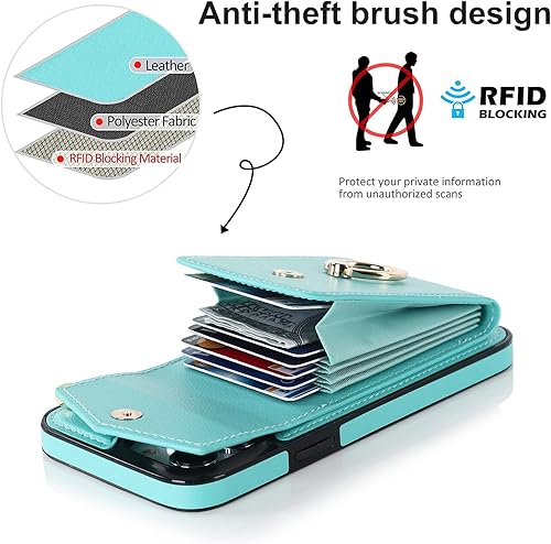 Miniatura 4 de Asuwish Funda de teléfono para iPhone 11 6.1 con protector de pantalla de vidrio templado y anillo de bloqueo RFID, portatarjetas de TPU, accesorios