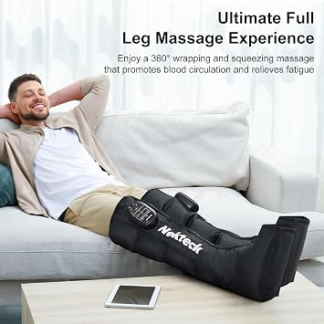 Nekteck Cordless Air Compression Leg Massager with 6 Modes & 4 Intensities, Foot and Leg Massager for Circulation Improvement & Muscle Recovery, Massage Tools for Mom, Dad, Athletes