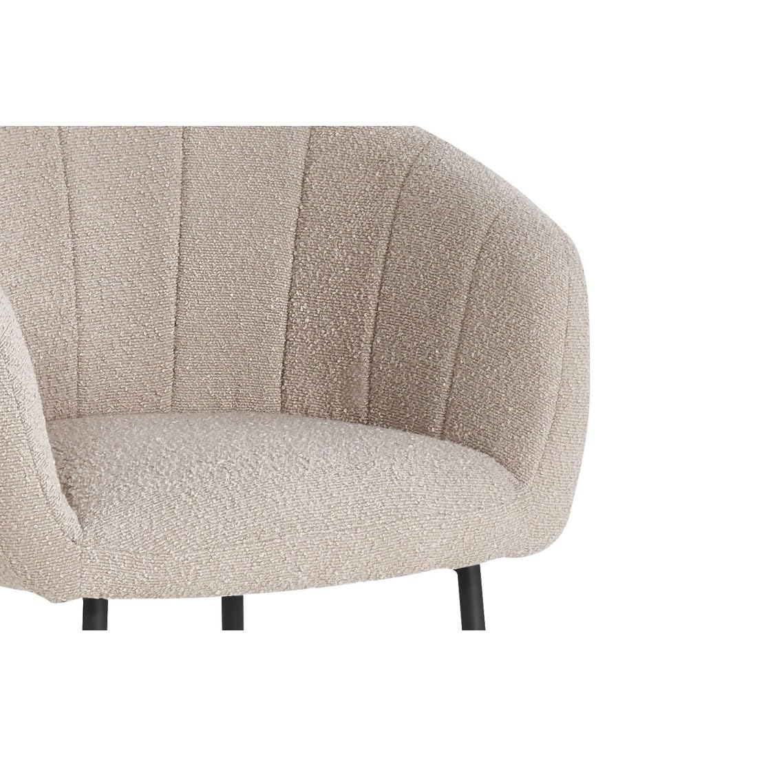 Chaise SEVILLE – Tissu bouclé sable – Pieds métal noir – H79 x L57 x P62 cm
