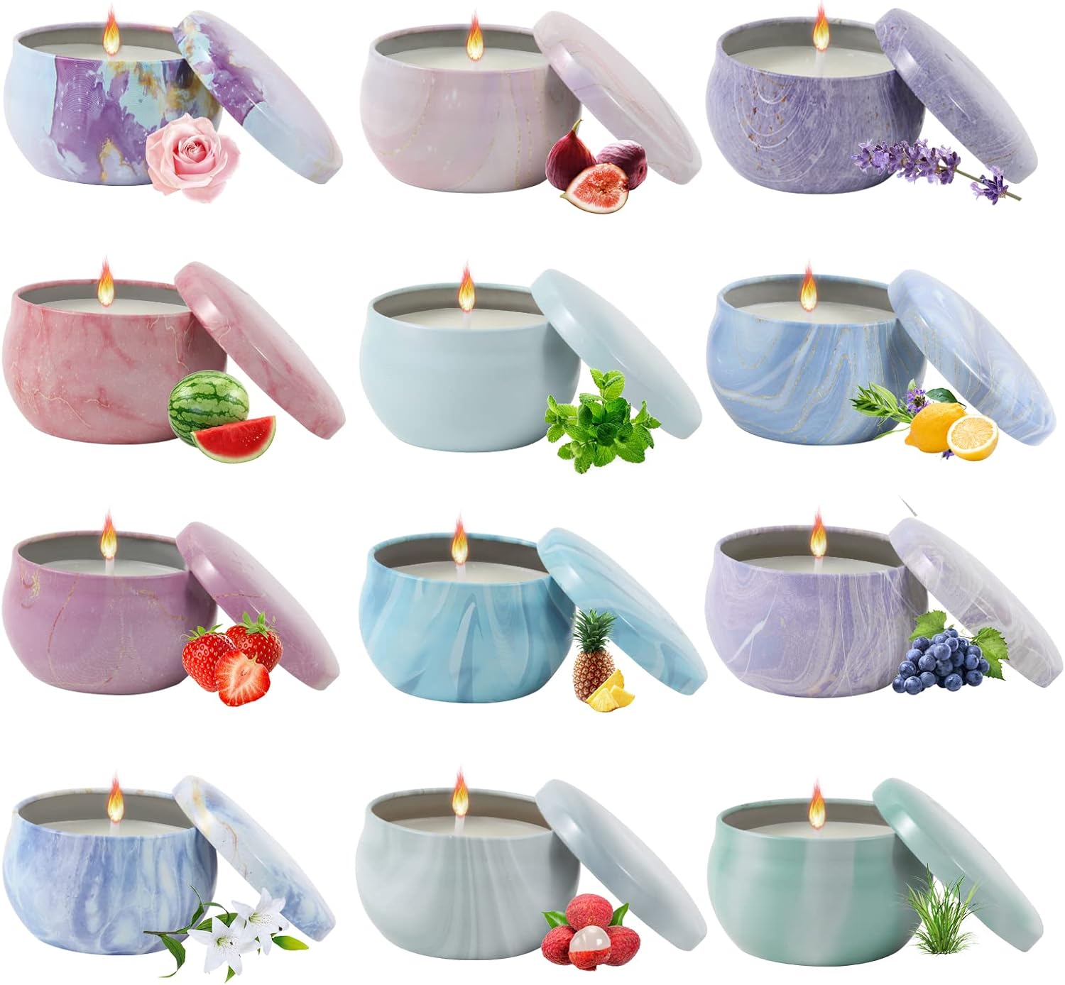 Women's Scented Candle Gifts, Scented Candle Gift Set 12 Pack, 2.5oz Home Scented Candles, 180 Hours Long Burn, Stress Relief Candle Gifts for Home Bath Yoga.
