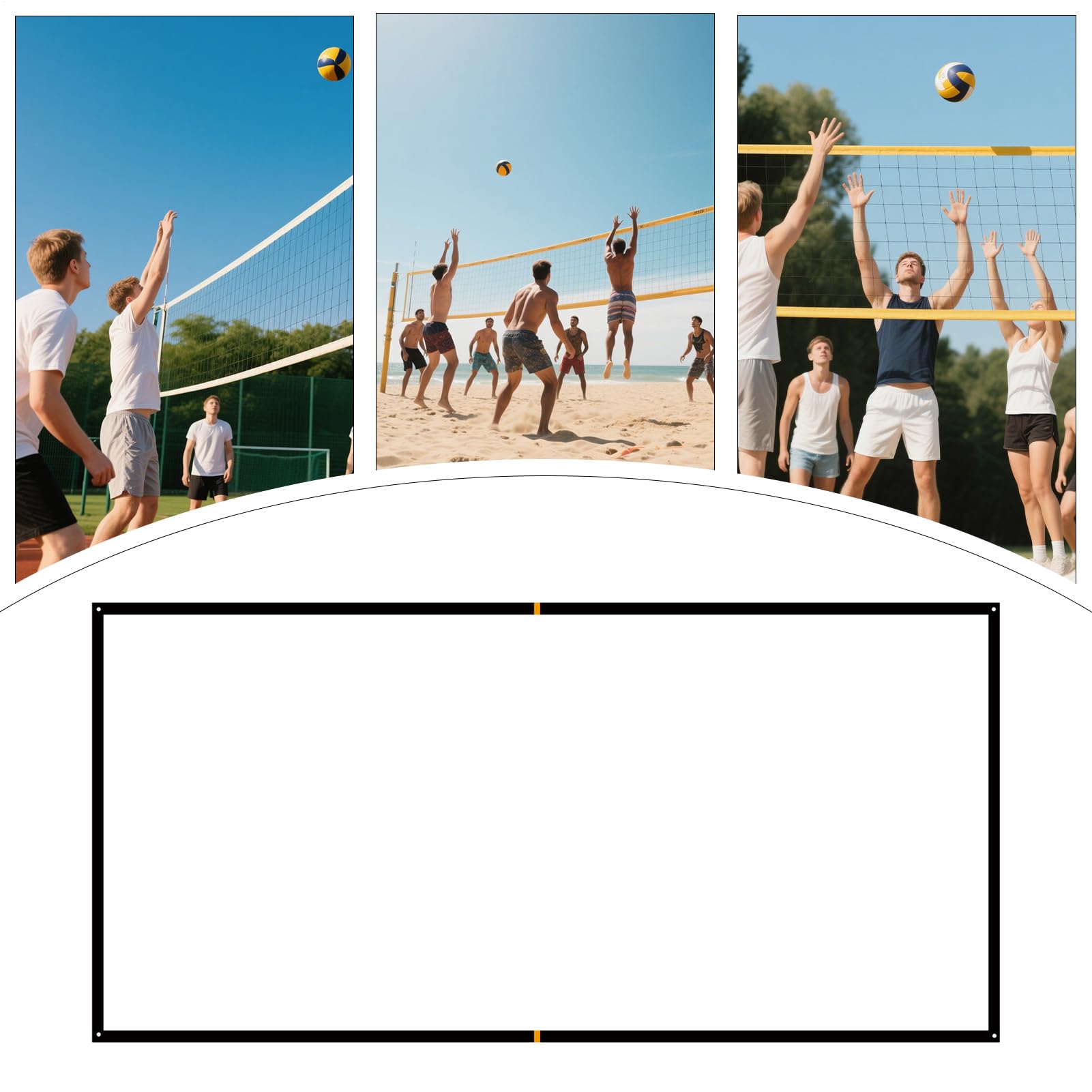 Linee Di Pallavolo per Spiaggia,Delimitazione Rinforzate per Sabbia | Accessori Sportivi Riutilizzabili per Allenamento Esterno