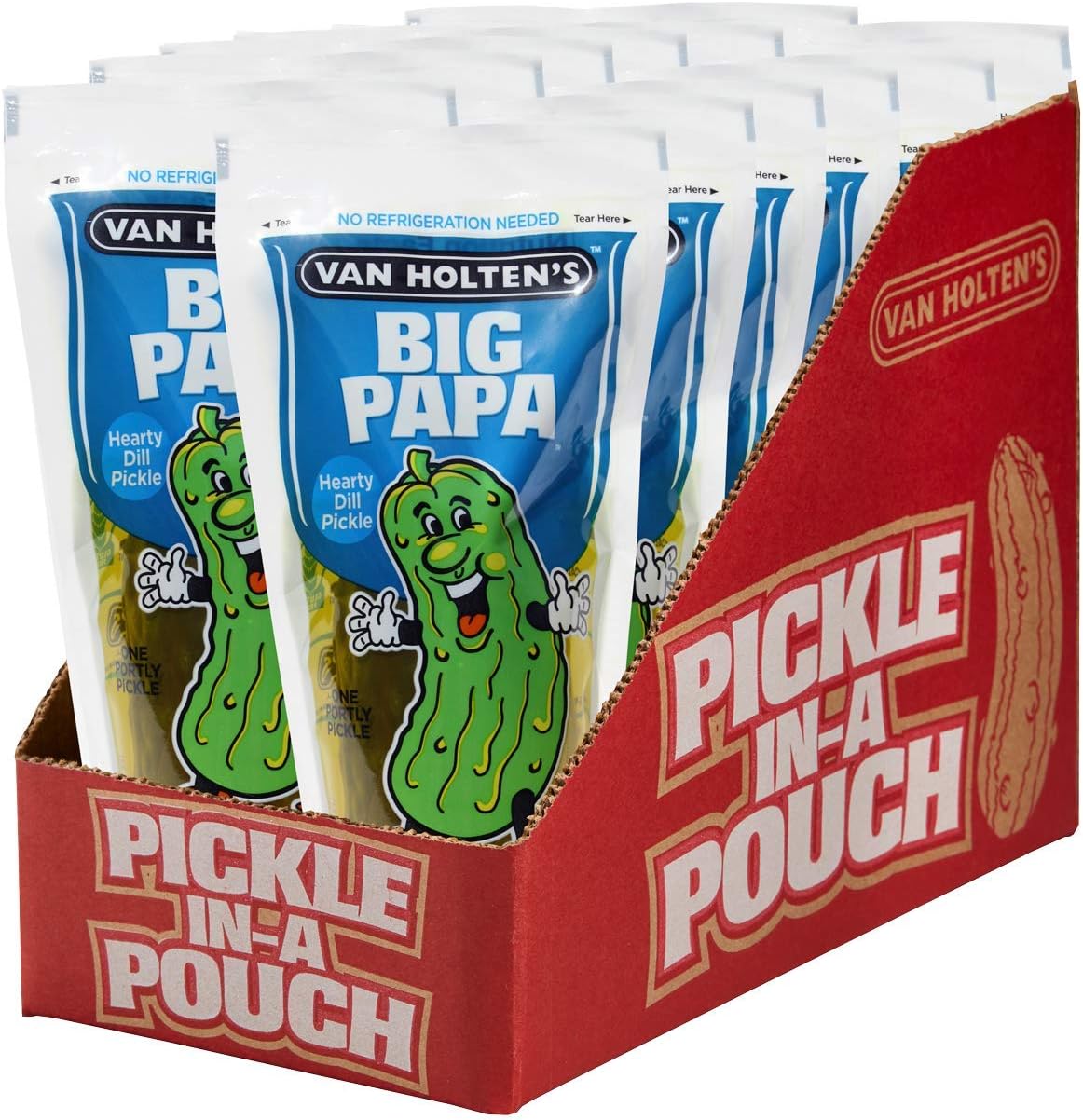 Van Holten's Big Papa Hearty Dil Pickle in A Pouch - 12 x Van Holtens Pickles