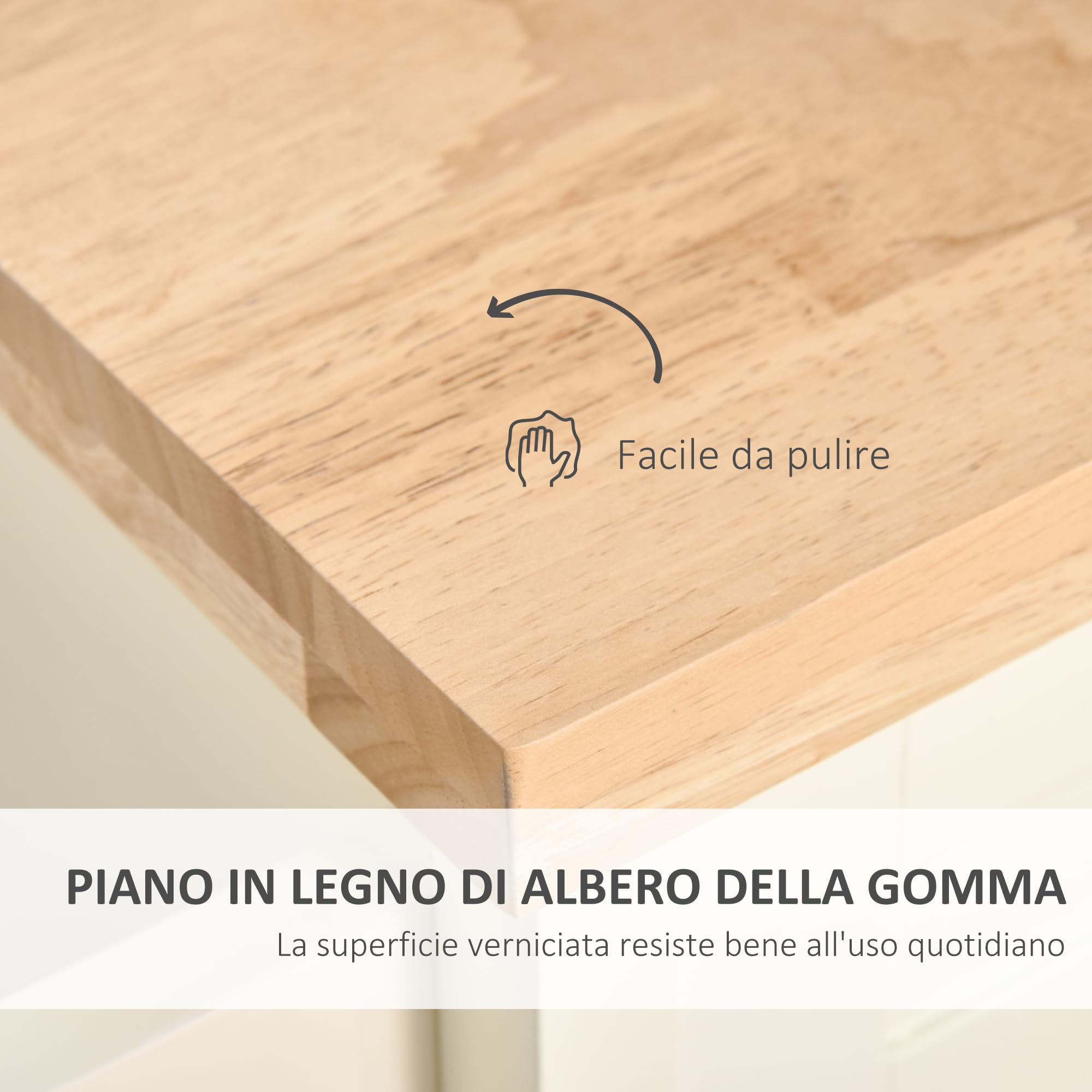 HOMCOM Isola per Cucina in Legno e MDF con Cassetti, Armadietto e Portasciugamani, Carrello da Cucina a 4 Ruote per Utensili, 110x49.5x89.5 cm, Bianco