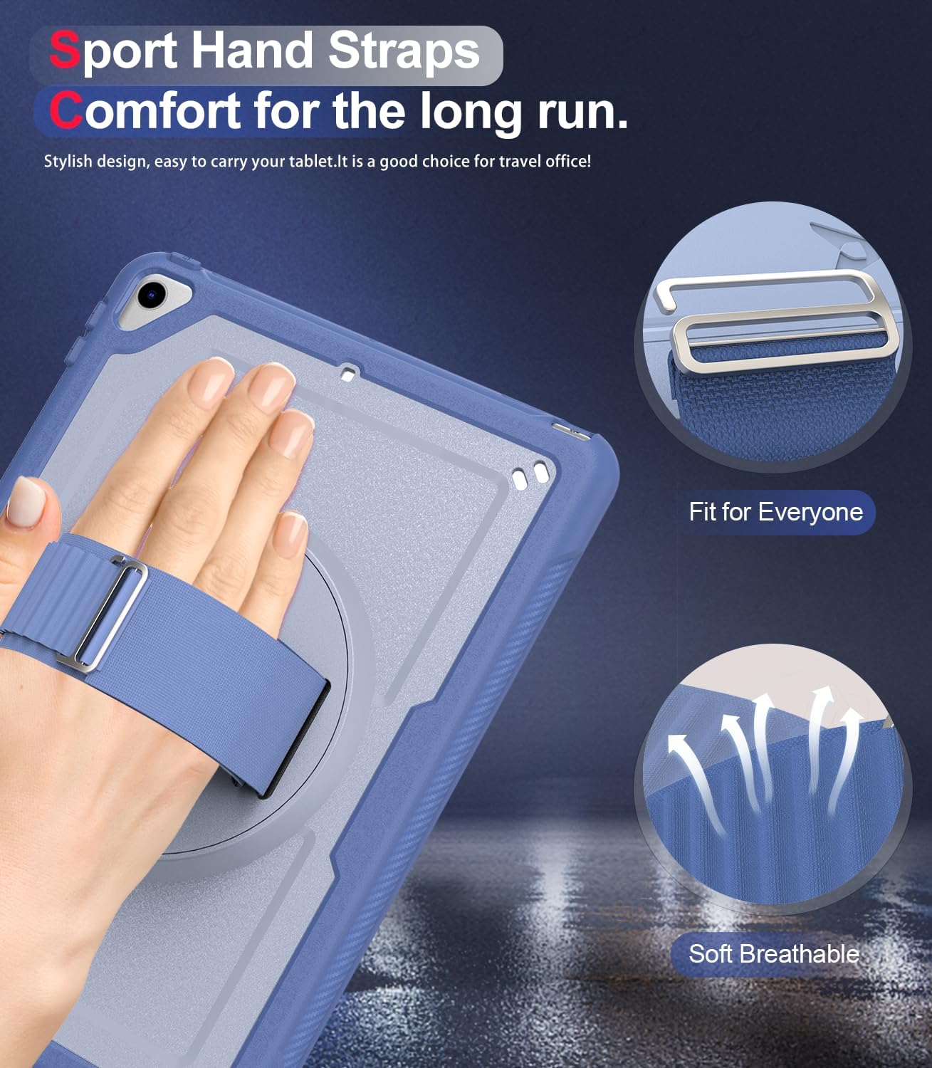 Ambison Case for iPad 9th/8th/7th Generation 10.2 inch with Glass Screen Protector,Rugged Shockproof Protective Cover for Kids Girls Butterfly Stand,Shoulder Strap for iPad 2021/2020/2019-Purple