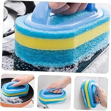 Dayanıklı Sünger Fırça 3 Katlı Lavabo Mutfak Banyo Bulaşık Yıkama Fırçası 3 Katlı Fırça