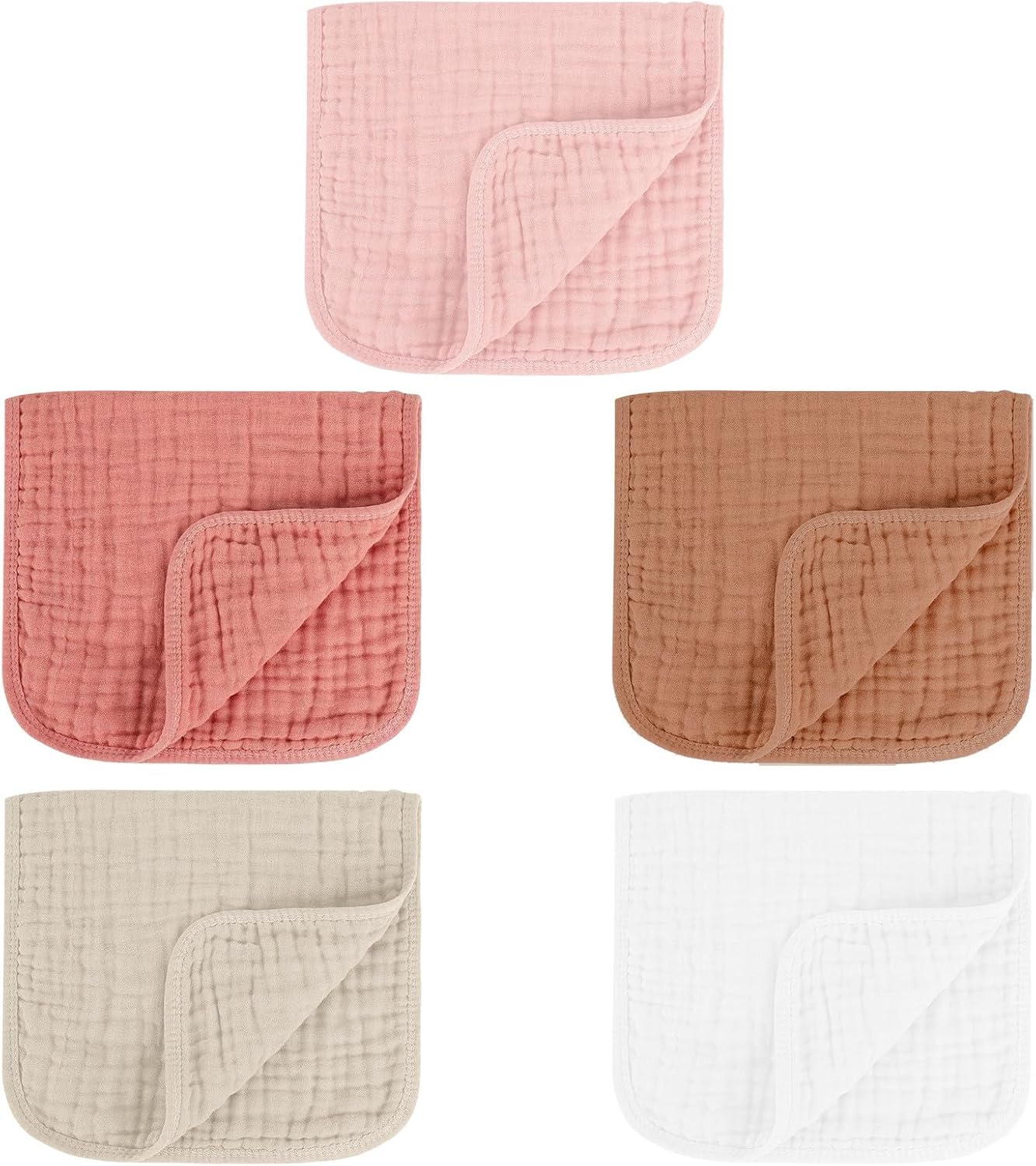 LIFKOME 5pcs Muslin Burp Cloths for Newborn Babies Soft Cotton Washcloths