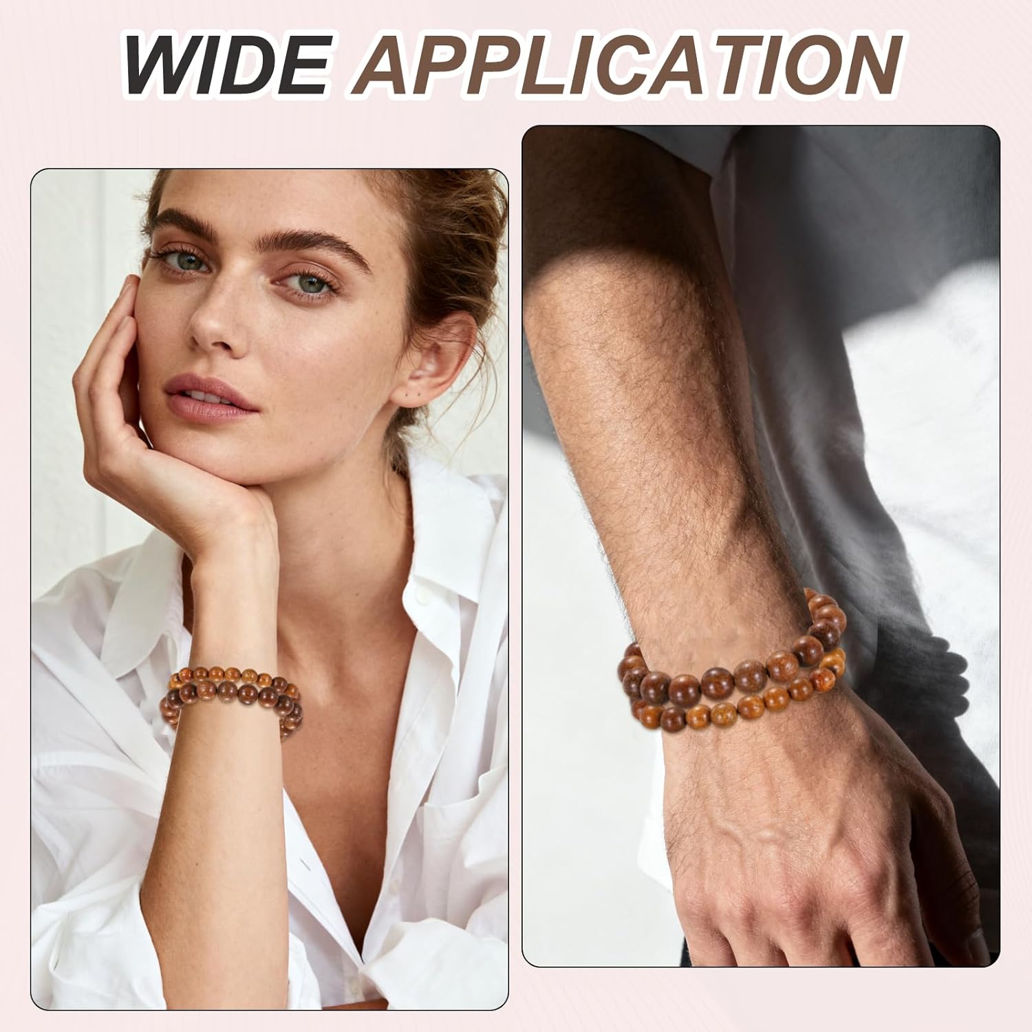 MECCANIXITY Pcs Prayer Beads Bracelet, Natural Wooden Bead Mala Bracelets Link Wrist for Men Women Beaded Stretch Crafts Bangle - Image 6