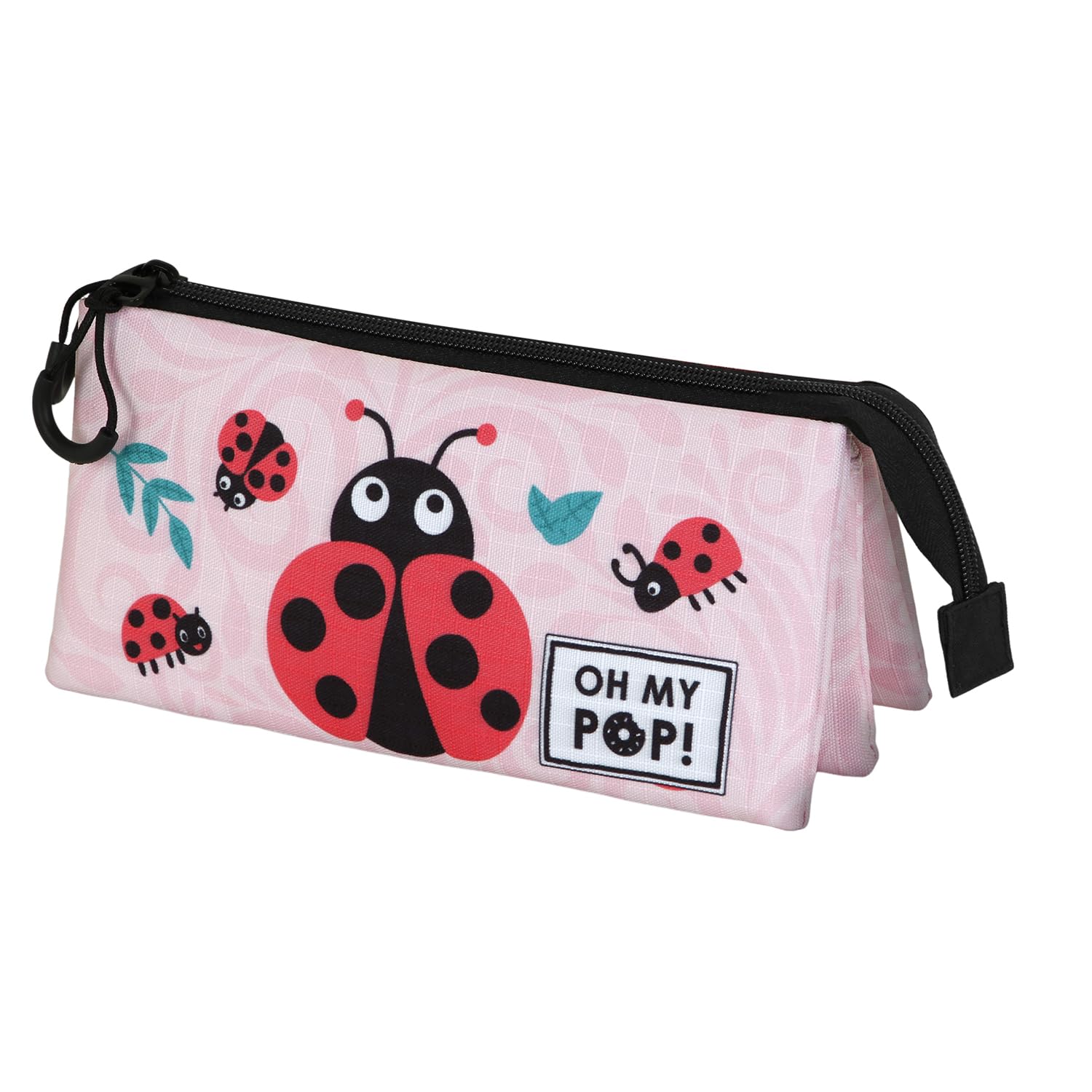 Oh My Pop! Ladybug-Triple Pencil Case, Pink, 23 x 11 cm