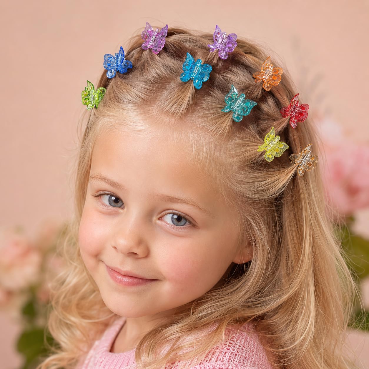 EAONE Sparkly Mini Butterfly Clips, Glitter Colorful Mini Hair Claw Clip for Girls and Women, 90s Y2K Cute Hair Styling Accessories, More than 10 Asscorted Colors, Set of 50