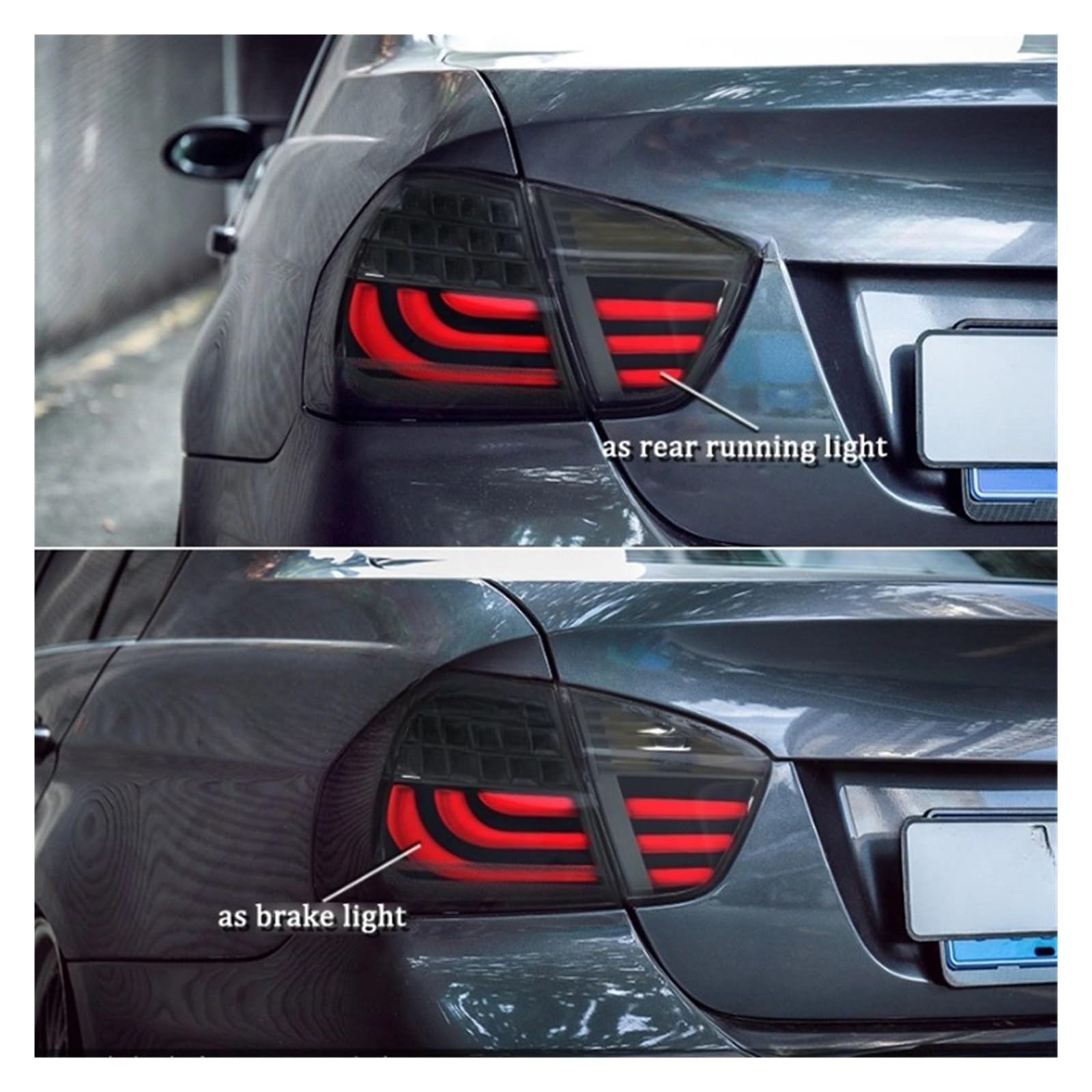 Car Styling tylne światła tylne światło kompatybilne z BMW E90 2005-2012 325i 330i 330d tylna lampa + dynamiczny kierunkowskaz + bieg wsteczny + LED hamulca (Color : 2005-2008 black)