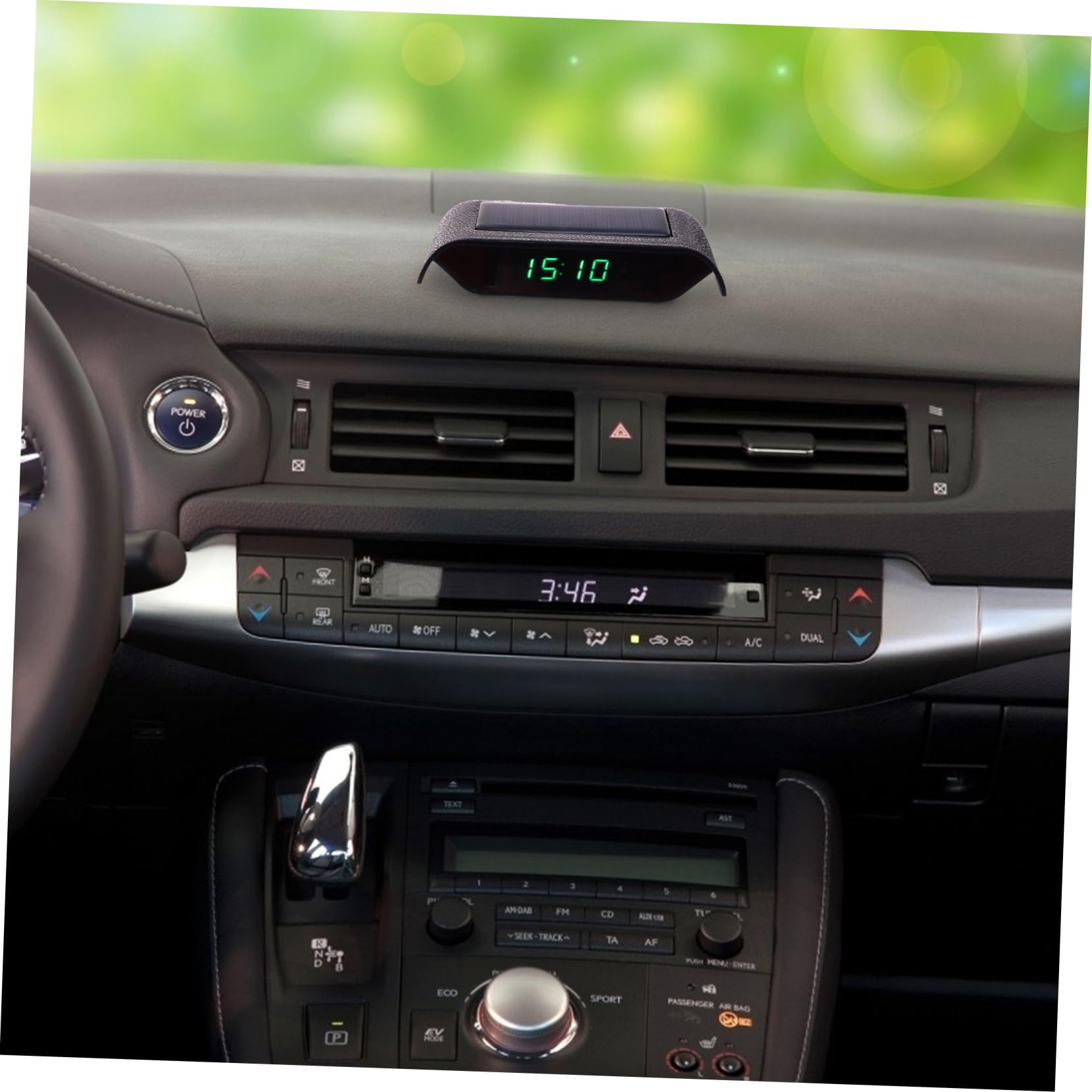 Mobestech 2piezas Reloj De Coche Electrónico Solar Luminoso Sensor De Vibración Alta Precisión Muestra Hora Fecha y Temperatura Para Vehículos y Oficinas