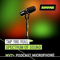 Vista 3 de Shure MV7+ Podcast Dynamic Microphone with Stand – OBS Certified, Enhanced Audio, LED Panel, USB-C & XLR Outputs, Auto Level Mode, Digital Pop