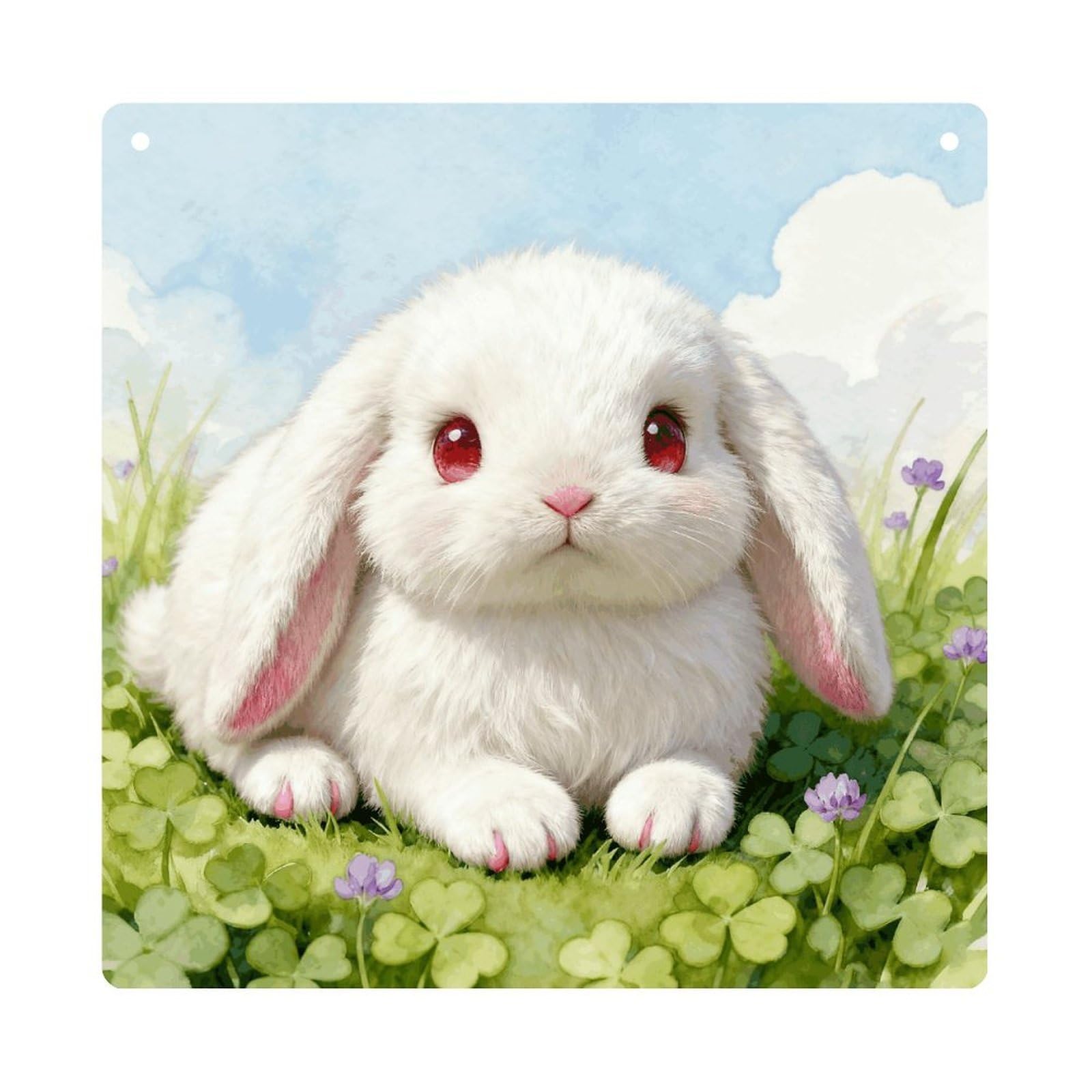 LZQPOEAS Cute Bunny Square Acrylic Wall Hanging, 8-Inch Acrylic Wall Art with Rope, Premium Wall Plaque Ornament Decor for Home, Living Room, Office, Fireplace & Festive Gifts