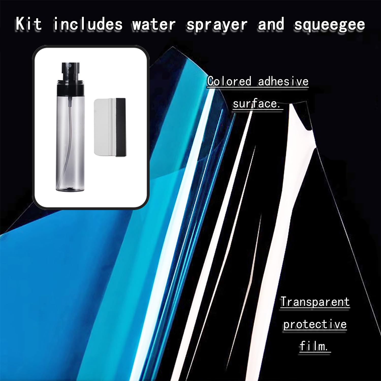 JISYIBOFF Window Film 11.8x39in(30x100cm) Self Adheisve Glass Decoration with 2 Tools 7Colors Bundle Pack Colorful Transparent Rainbow Effect Iridescent Window Film