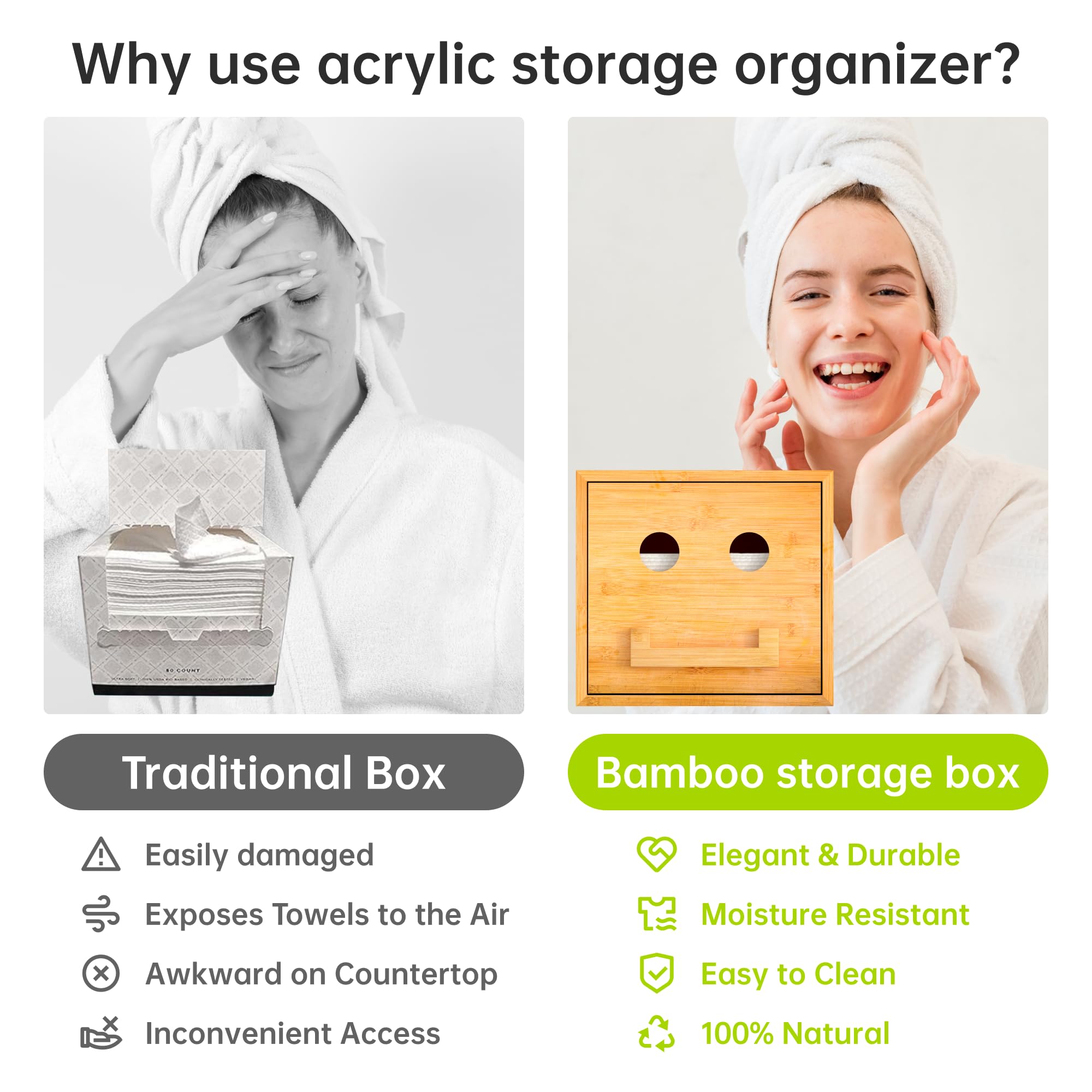 Bamboo Storage Box With 50 Disposable Face Towels Manufacturers China - View #5