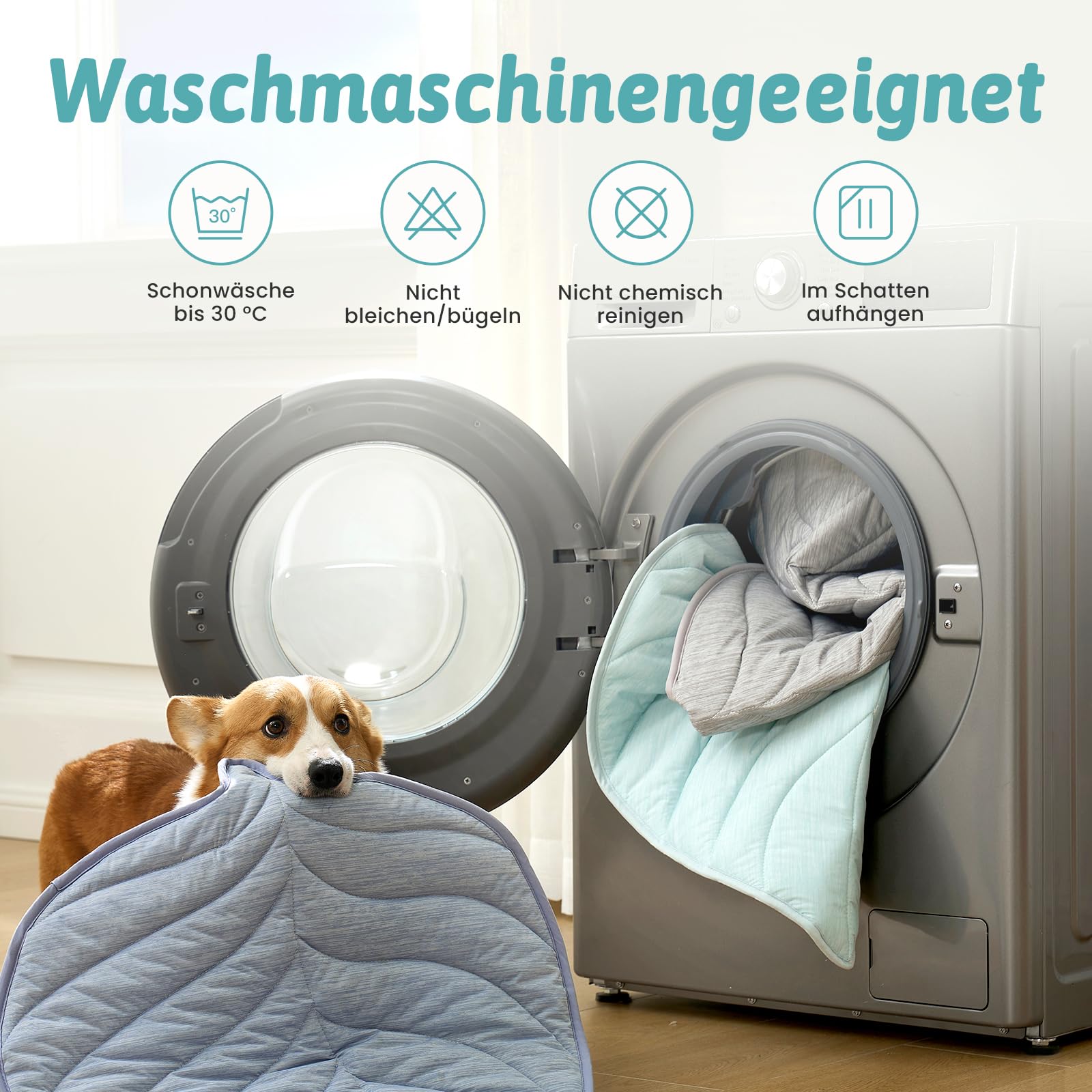 COZY KISS Kühlmatte für Große Hunde 99x86cm, Selbstkühlende Hundematte Q-Max>0.4 für Sommer, Kühlkissen ohne Gel wasserfest rutschfest waschbar für Groß Katzen, Sofa Bett Boden Auto, Grau