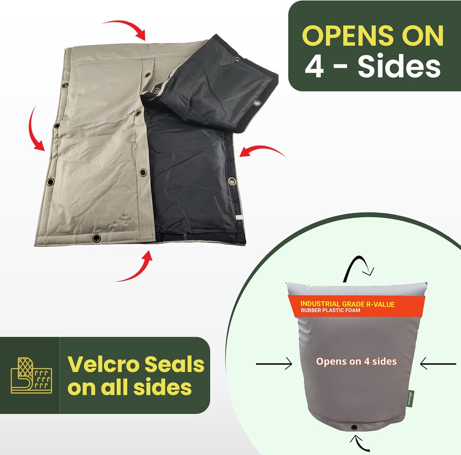 The Original Pipe Insulation Cover (5˚F) Winter Pipe Insulation (UV-Coated),Pump Cover, Sprinkler Irrigation Valve Cover, Backflow Preventer Freeze Protection (17W X 24H 4-Way)