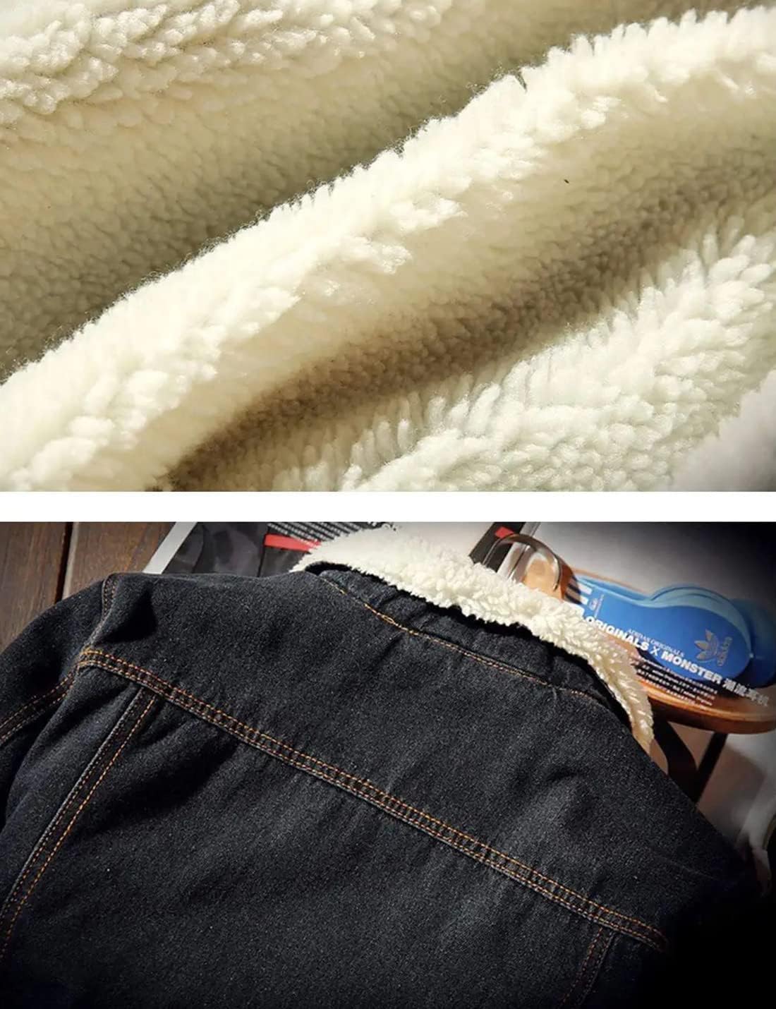 Springrain Men's Sherpa Fleece Lined Denim Jacket Warm Winter Trucker Jacket Cowboy Jean Jacket - Image 7