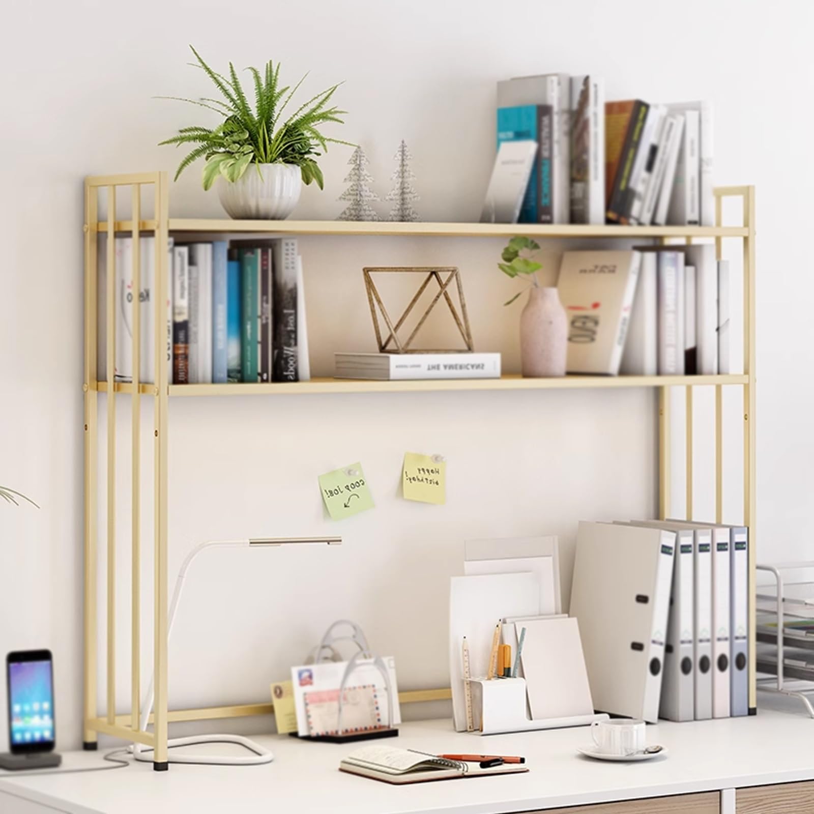 Regał na Biurko, z Metalu Przystosowany do Monitorów Organizer Stołowy z Regulacją Wysokości do Salonu, Sypialni Biura Pokoju Dziecięcego(Black,50x25x90)