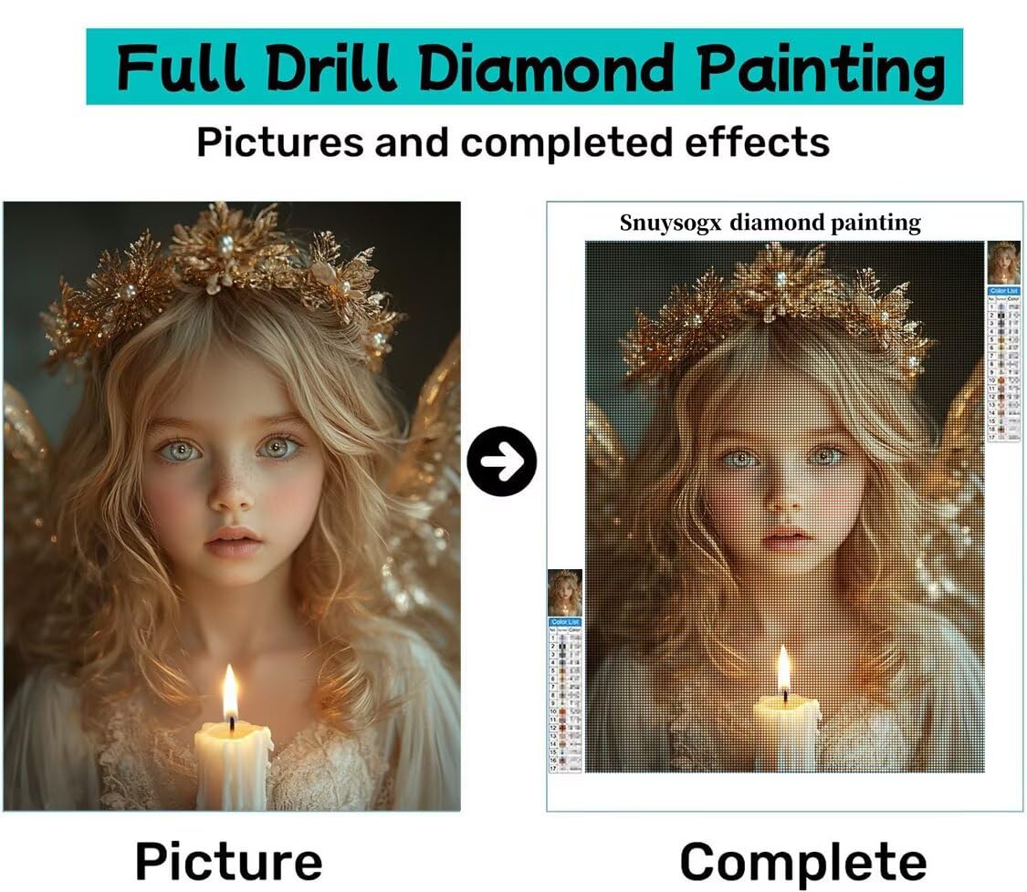 Mädchen Diamond Painting Groß XXL 80x100cm für Bastelset Kinder ab 6 Jahre, 5D Diamond Painting Kerze Neuheiten, DIY Diamant Mosaik Bastelset Erwachsene, Daiments Malerei Stickerei Festival Deko S-244