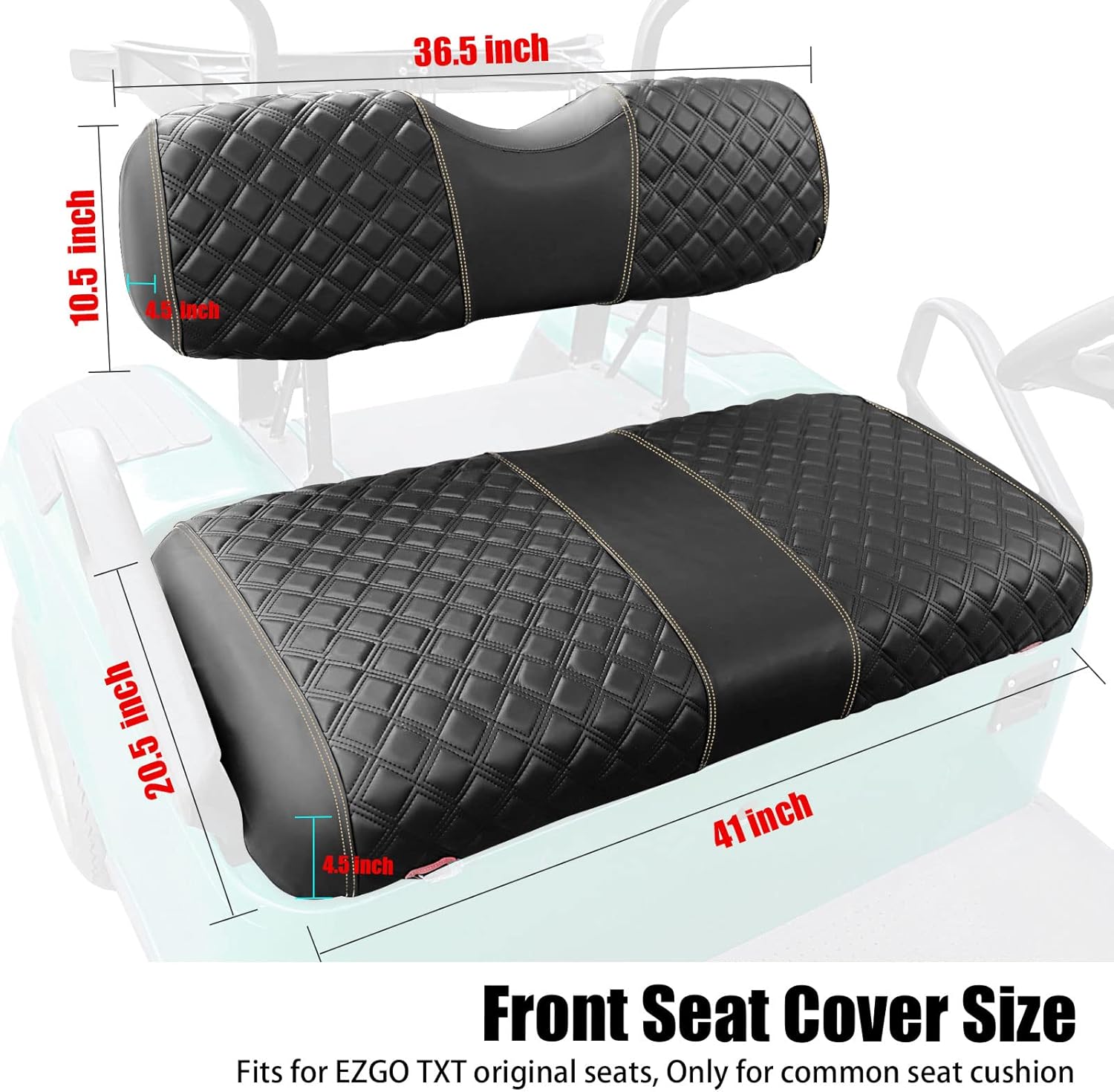 Roykaw Golf Cart Seat Covers Kit Fit for EZGO TXT OEM Ordinary Seat Cushion, Marine Grade Vinyl Material/More Soft and Comfortable, Breathable & Easy to Clean